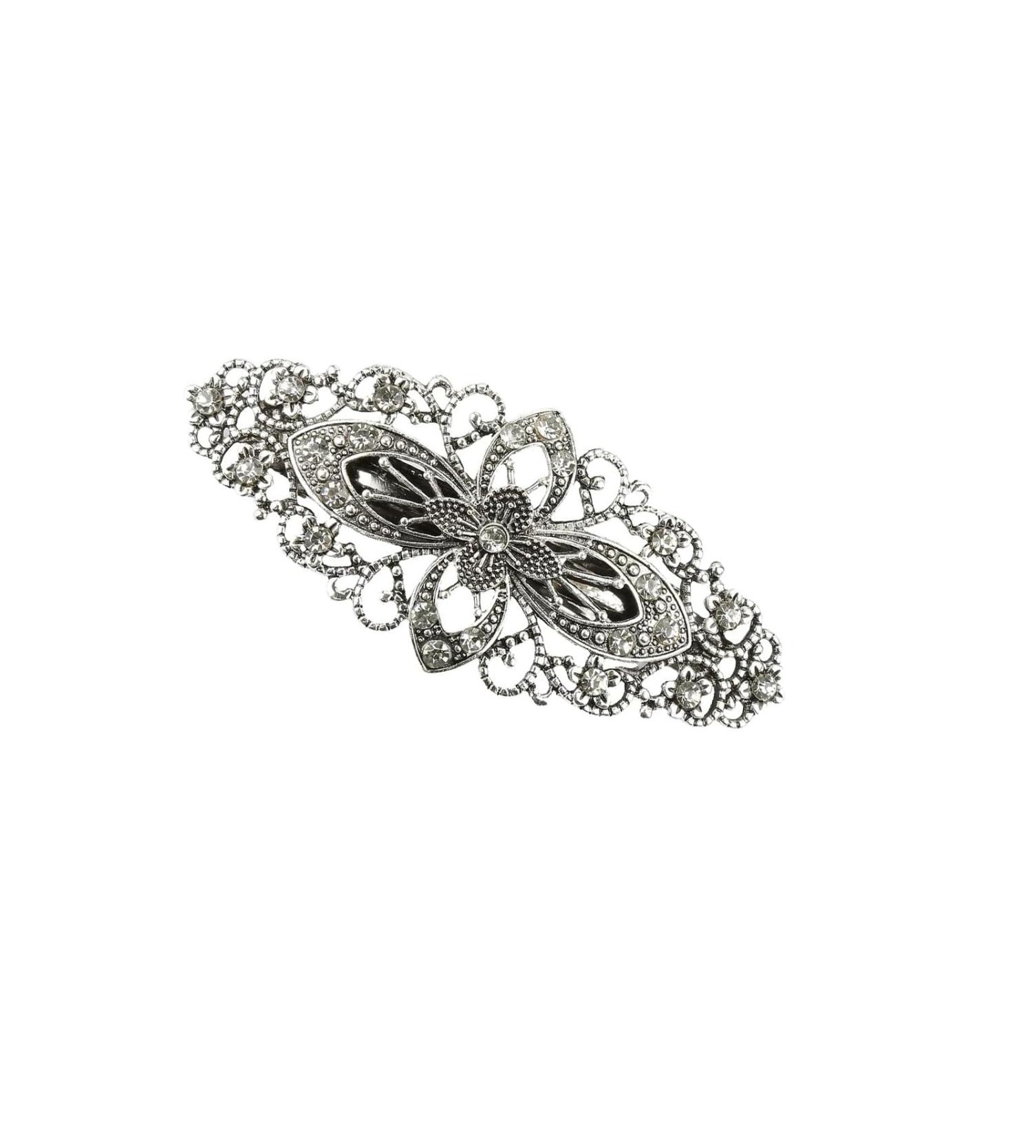 Vintage Hair Clips Flower Hair Barrette Antique Style Hair Clips for Women Jewellery Elegant Rhinestone Silver Hair Clip Crystal Hair Accessory for Women Girls Wedding Birthday Prom Gift - Buy Online on GoSupps.com