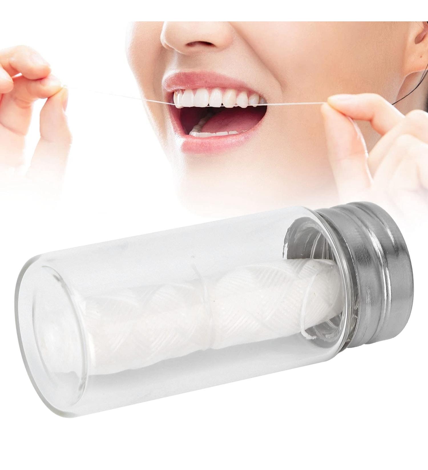 Buy Natural Dental Floss - Biodegradable Tooth Floss Set with Refillable Container | 30m White - Eco-Friendly Oral Care - Buy Online on GoSupps.com