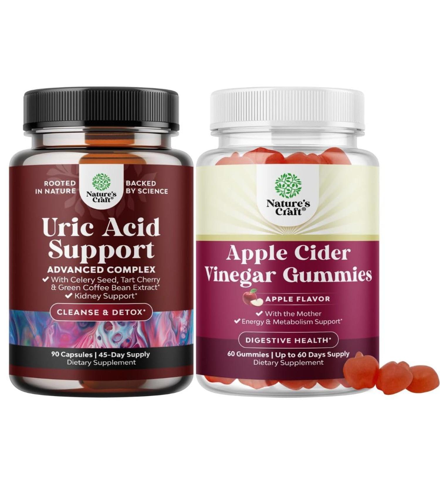 Bundle of Uric Acid Cleanse & Detox - Green Coffee Beans with Turmeric Tart Cherry & Celery Seed for Kidney Cleanser and Apple Cider Vinegar Gummies with Mother with B12 Vitamin B6 & Pomegranate - Buy Online on GoSupps.com