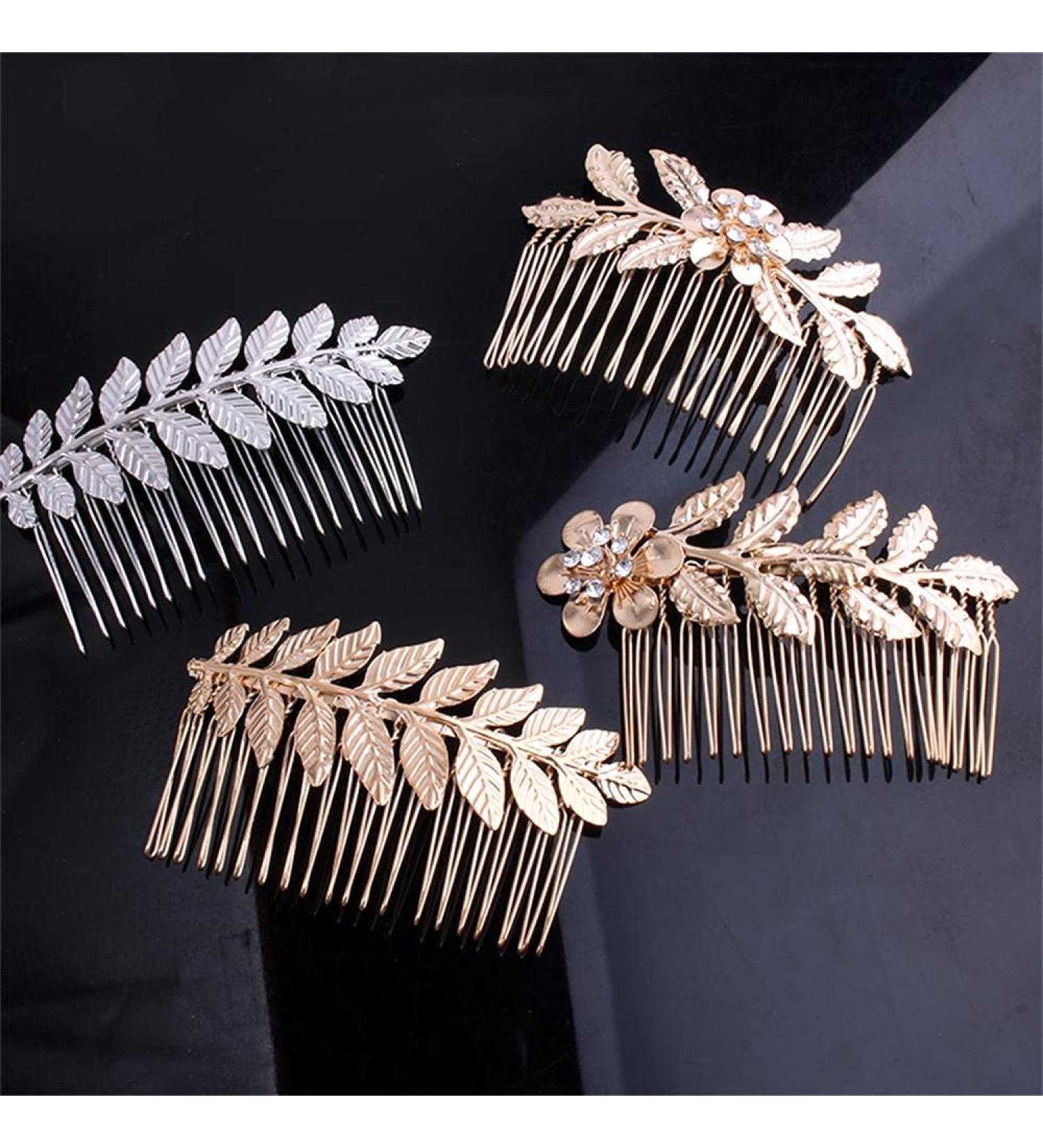 Samlbale 4 pcs Gold Leaf Decorative Hair Combs - Wedding & Bridesmaid Hair Accessories - Buy Online on GoSupps.com