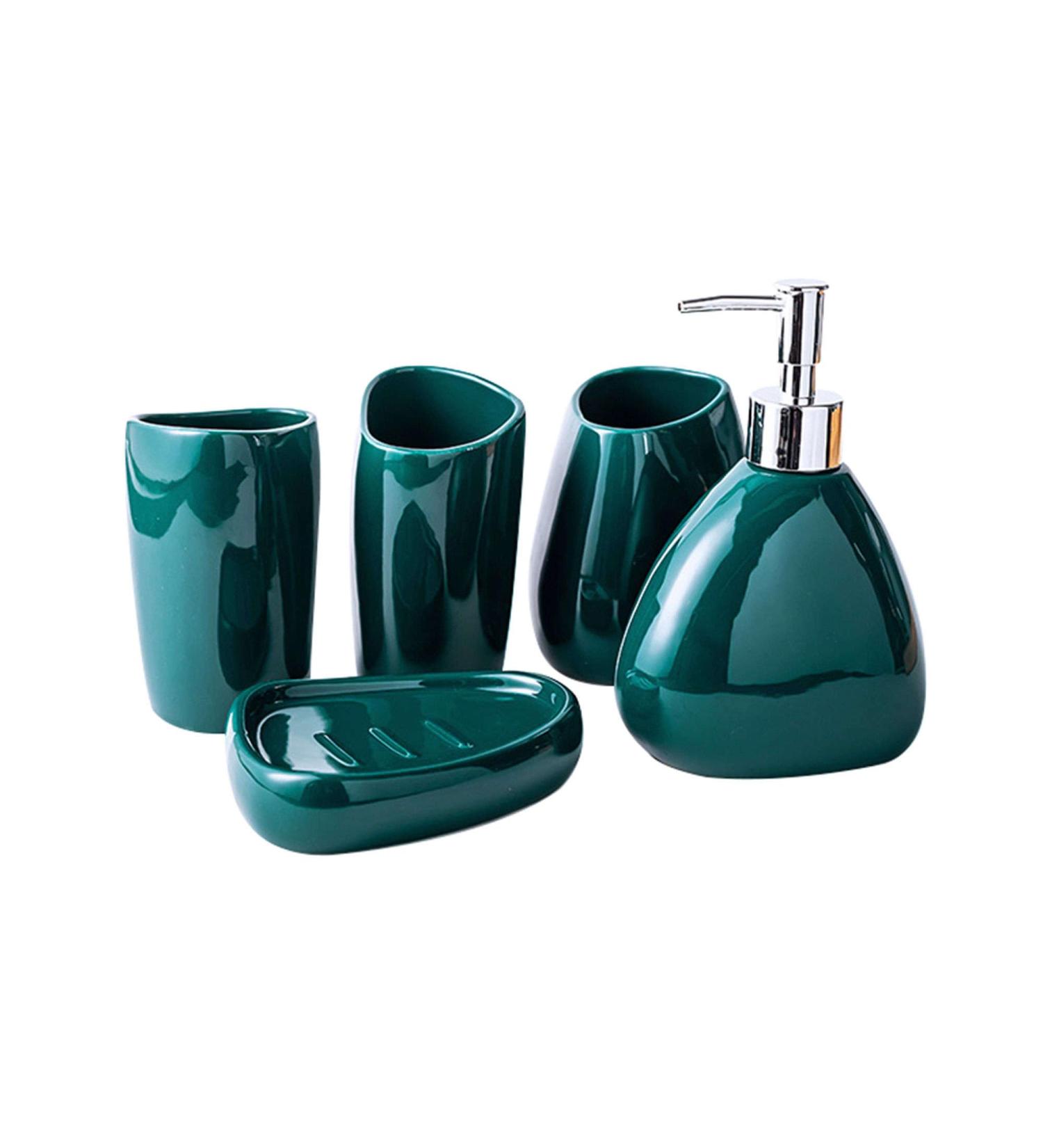 Bathroom soap dispenser handwash dispenser bottle/Dark Green Bathroom Accessories Set Accesorios Para Ba o Apartment Necessities Contain Toothbrush Cup Soap Dispenser Soap Dish-dark green 5 set-G Silver Pump Dark Green 5 Set - Buy Online on GoSupps.com
