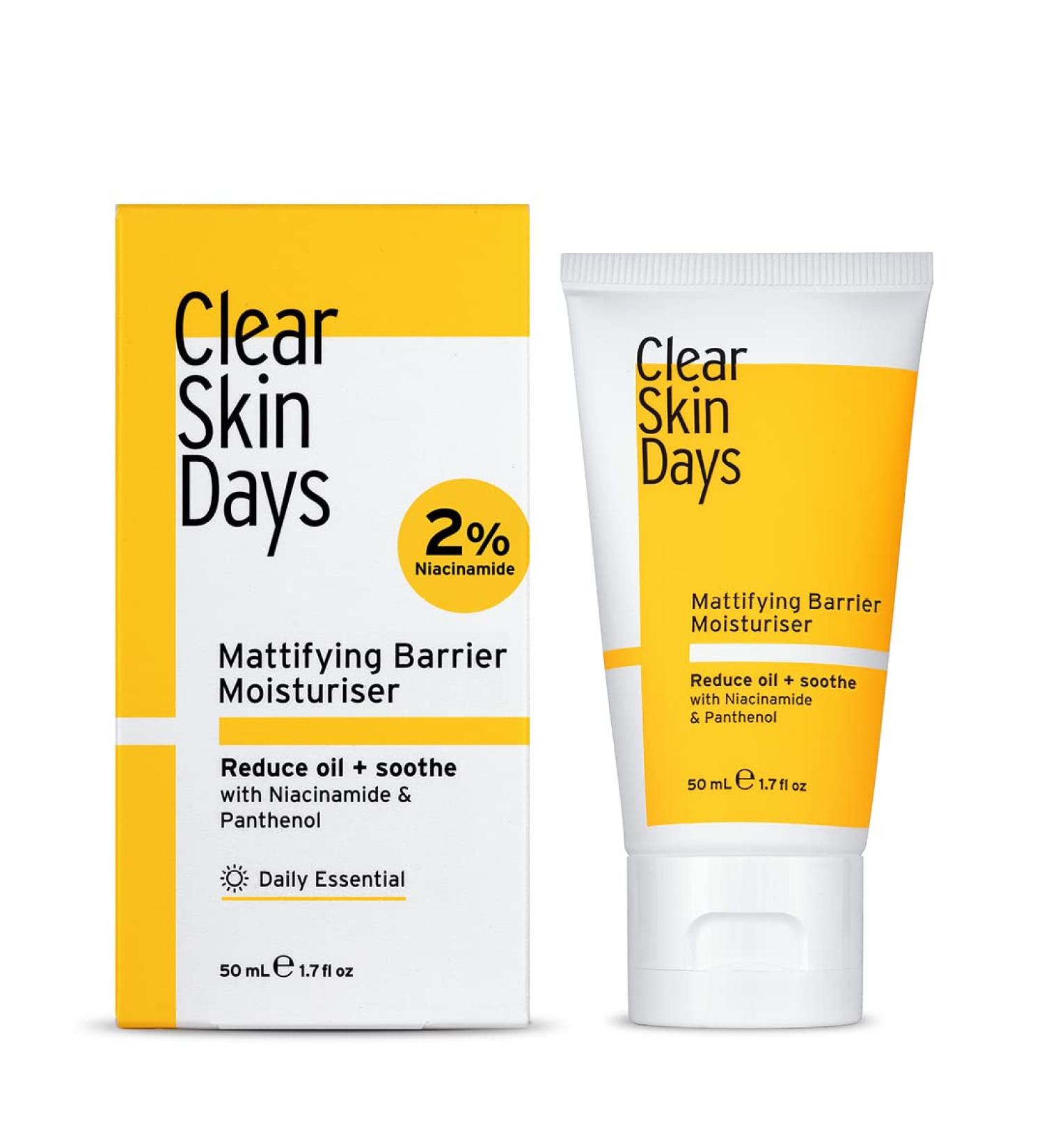 Clear Skin Days Mattifying Barrier Moisturiser - Blemish & Acne Treatment Gel For Oil Control - Reduce Blemishes Protect and Hydrate Skin Control Sebum Production - Reduces Inflamed Acne - 50ml - Buy Online on GoSupps.com