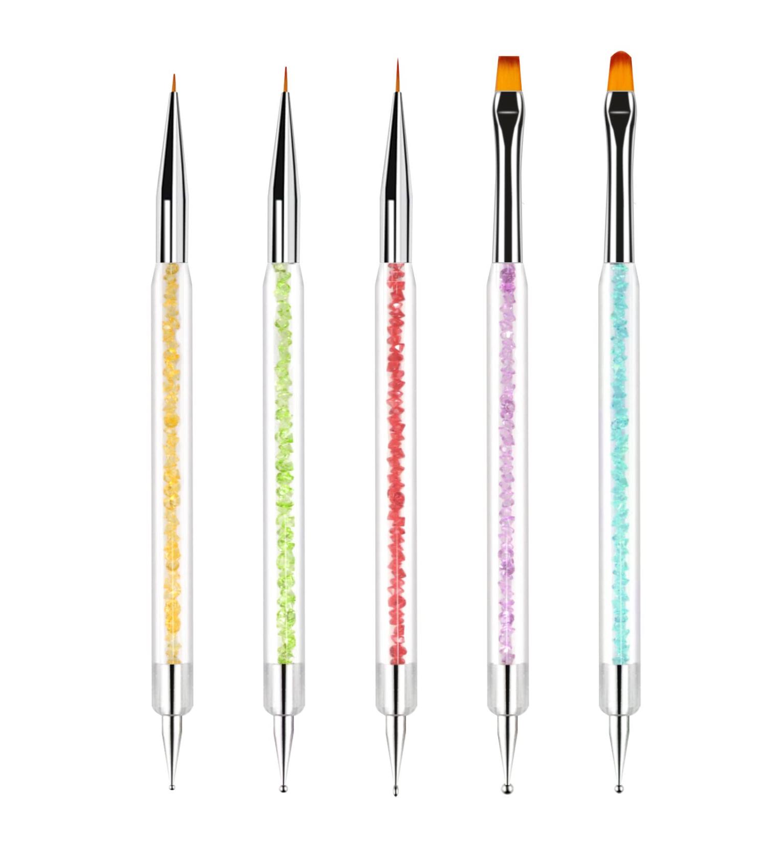 Sularpek Nail Art Brushes 5 Pcs Double-Ended Kit - Nail Art Point Drill Drawing Brush Pen, UV Gel Brush for Design & Detailing - Buy Online on GoSupps.com