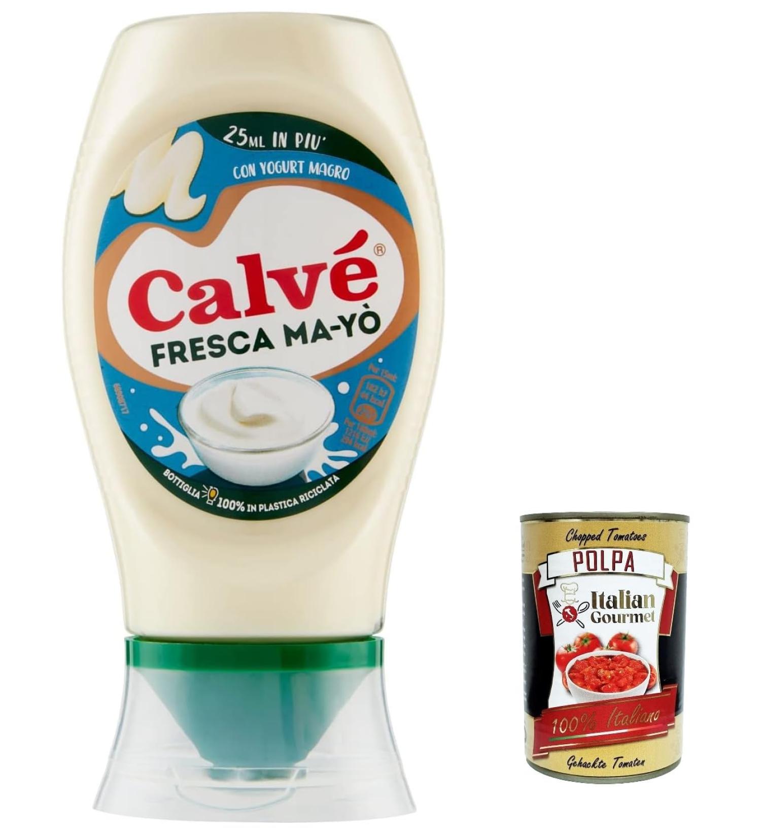  Italian Gourmet E.R. Calv Maionese Fresca Ma-Y Mayonnaise Set of 3 with Low Fat Yogurt and 55% Less Fat * Ideal for Rice Salads Cold Potatoes and Large Salads 250m + Gourmet Italian Polpa 400g - Buy Online on GoSupps.com