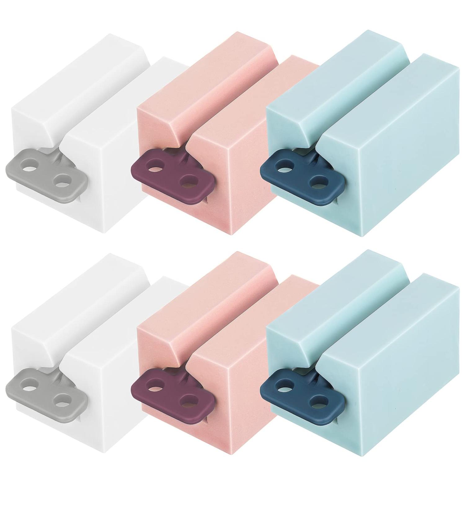 Healifty Toothpaste Squeezer Pack of 6 - Bathroom Organizer Stand for Saving Toothpaste & Creams - 6pcs Pink White Light Blue - Buy Online on GoSupps.com