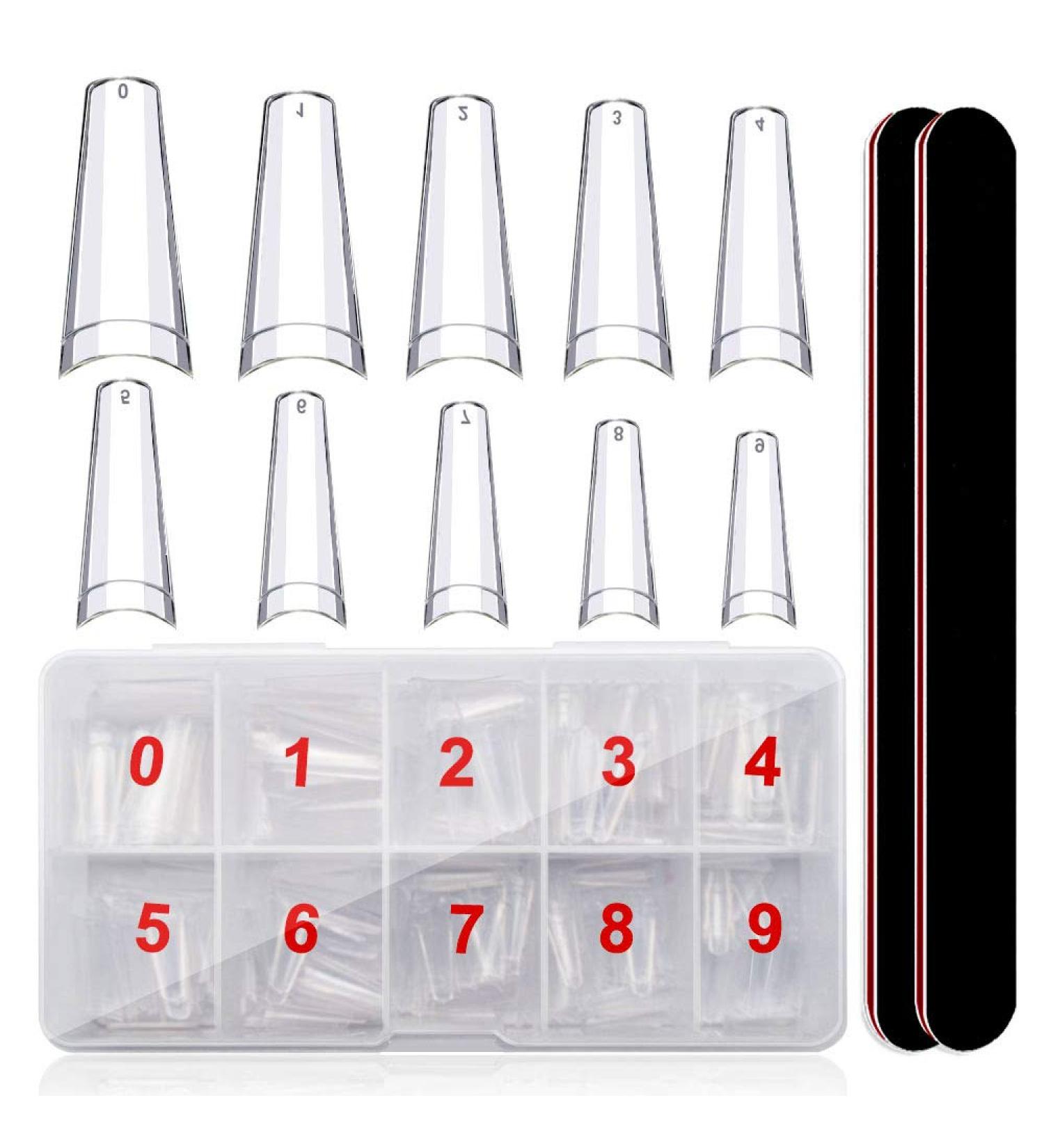 500pcs Medium Coffin Clear Acrylic Nail Tips with Acrylic Box - 10 Sizes Half Cover French False Nails for DIY Nails at Home or Salon - Buy Online on GoSupps.com