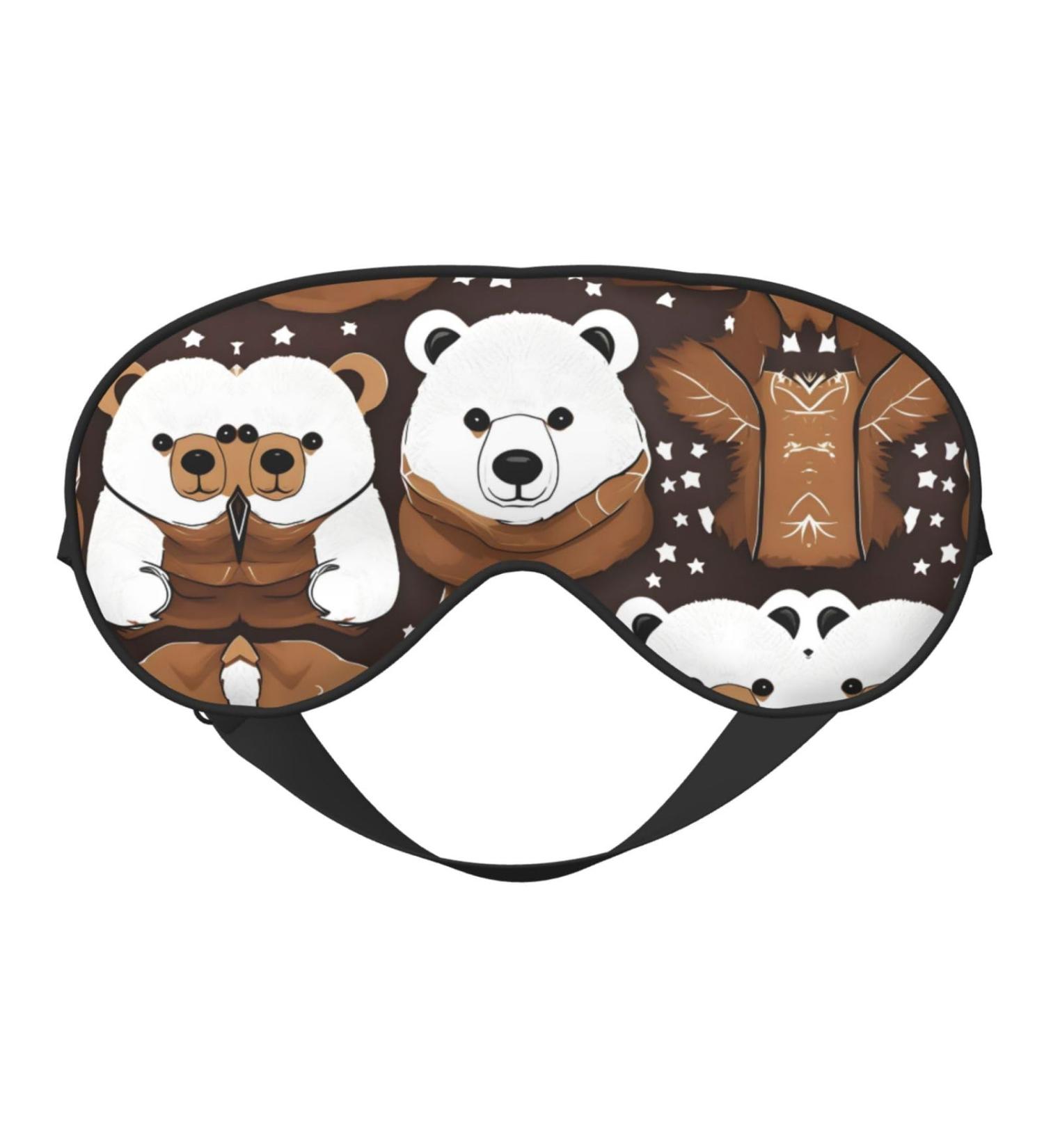 Ultra-Soft Light-Blocking Eye Mask - White Bear & Brown Bear Print for Comfort & Restful Sleep | International Shipping Available - Buy Online on GoSupps.com