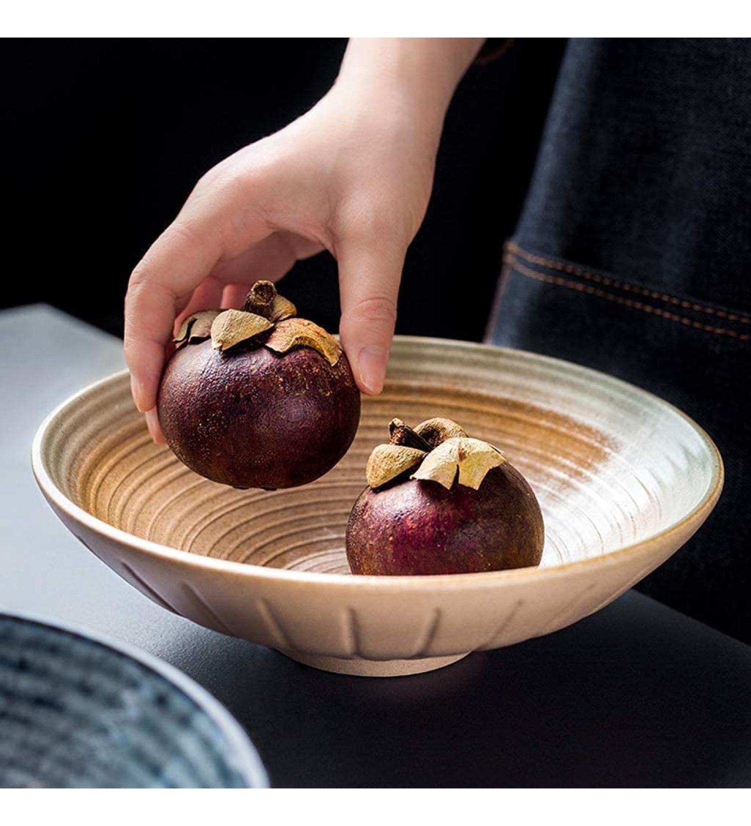 Bowl Creative Ceramic Salad Bowl Home 800ml Ramen Soup Bowl 8.25 Inches Yellow Large Fruit Bowl Retro Tableware Kitchenware - Buy Online on GoSupps.com