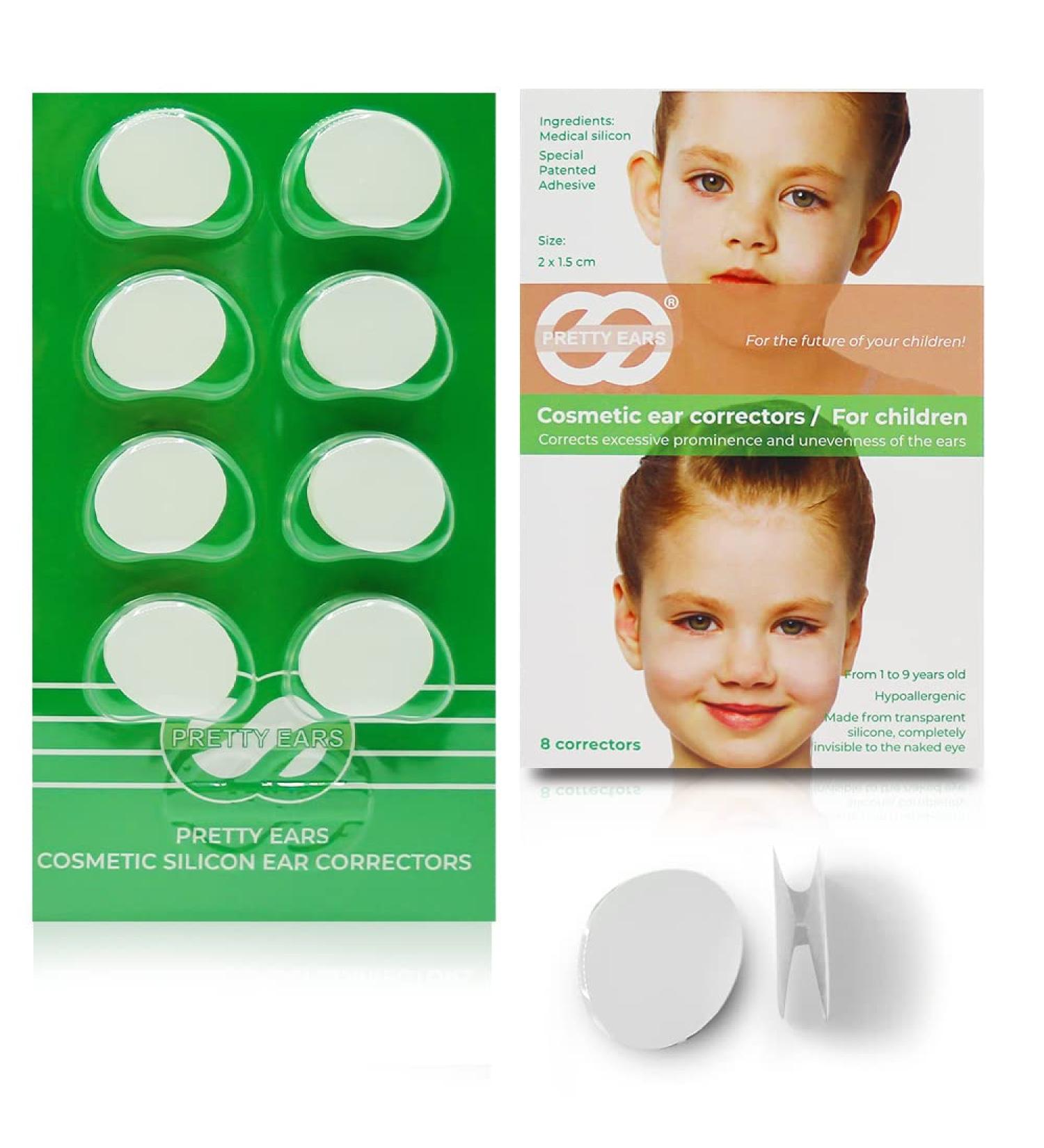 PrettyEars Cosmetic Ear Correctors for Children - 4 Pairs of Transparent Medical Grade Silicone Tape for Prominent Ears - Adhesive Solution for Toddlers Kids & Babies - Buy Online on GoSupps.com