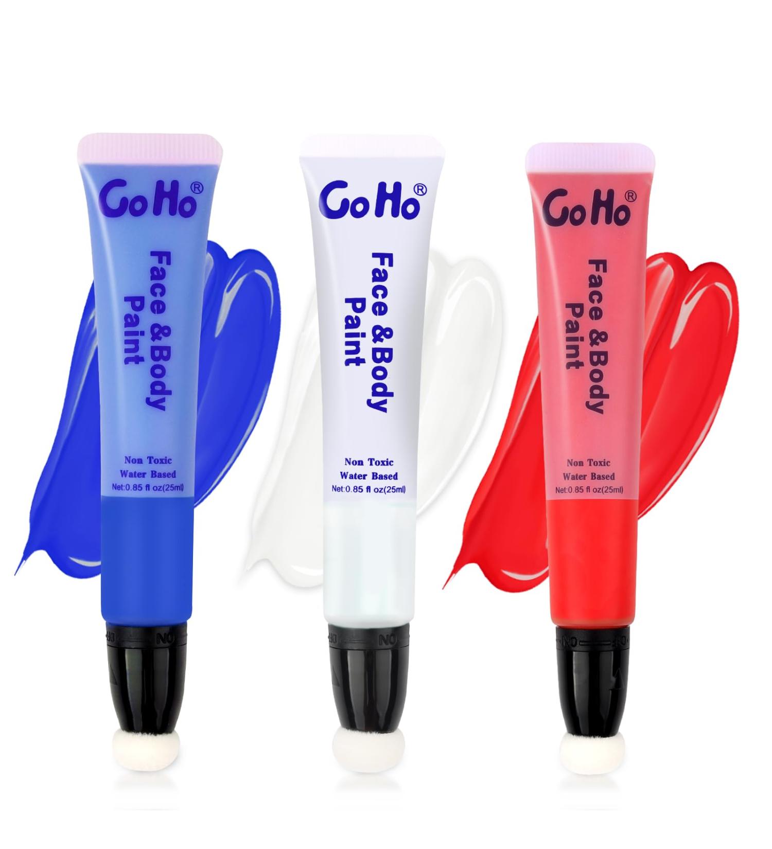 Go Ho Red White and Blue Face Body Paint Stick | Water-Based Washable Clown Makeup for Halloween & 4th of July | Easy Application with Cushion Applicator | International Shipping Available - Buy Online on GoSupps.com