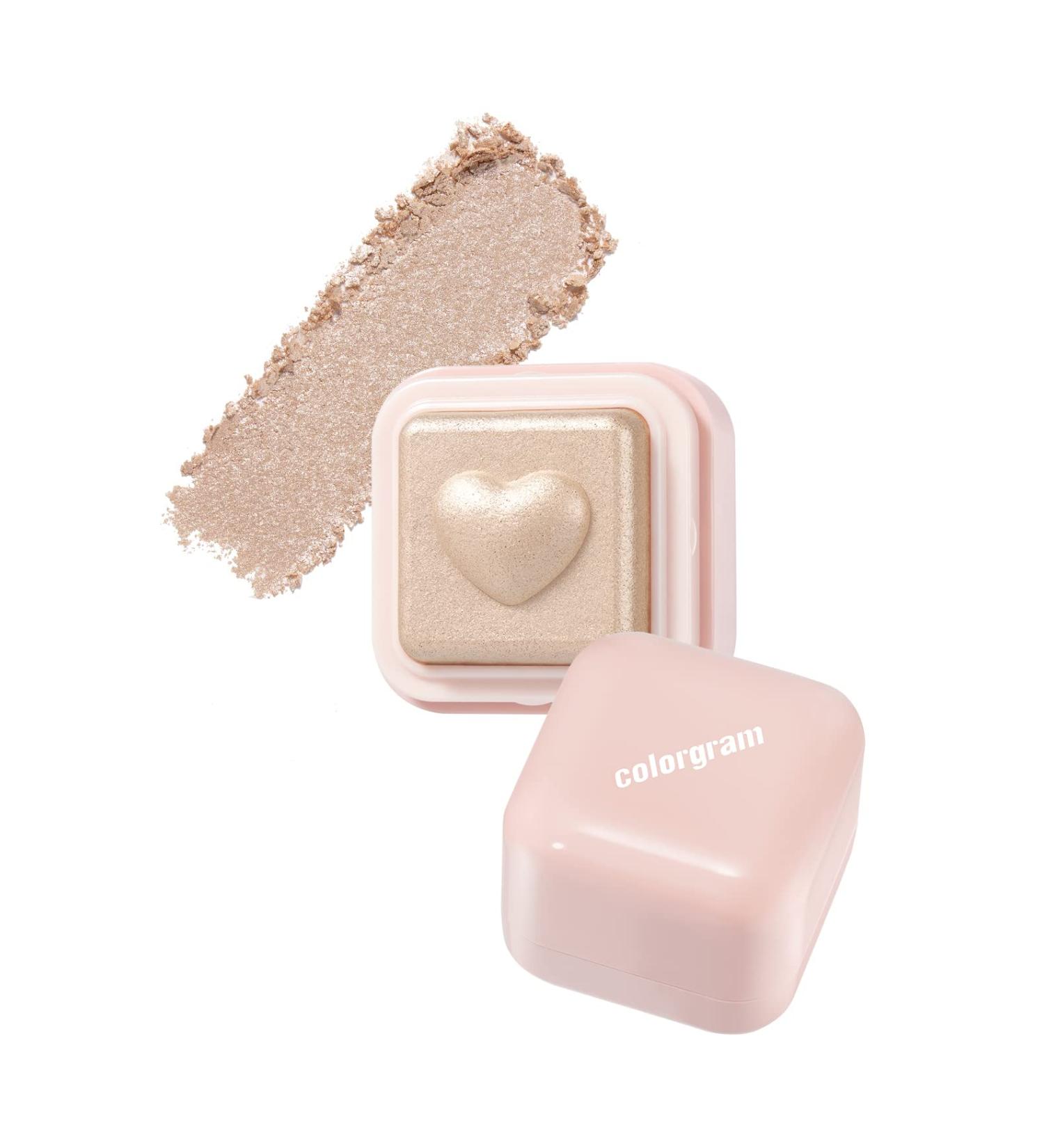 COLORGRAM Milk Bling Heartlighter 01 Peach Heart | Versatile Highlighter for Soft and Natural Glow | Blendable, Highly Pigmented Formula for Daily Makeup | Shimmery Finish - Buy Online on GoSupps.com