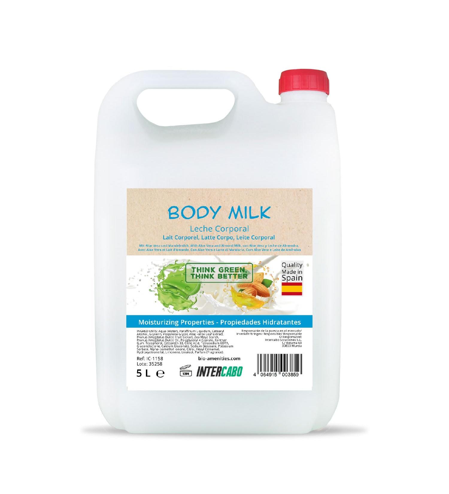 Body Milk with Aloe Vera and Almond Milk 5 Liter Bottle Intensive Hydration Made in Spain Ideal for Dry and Sensitive Skin Daily Use - Buy Online on GoSupps.com