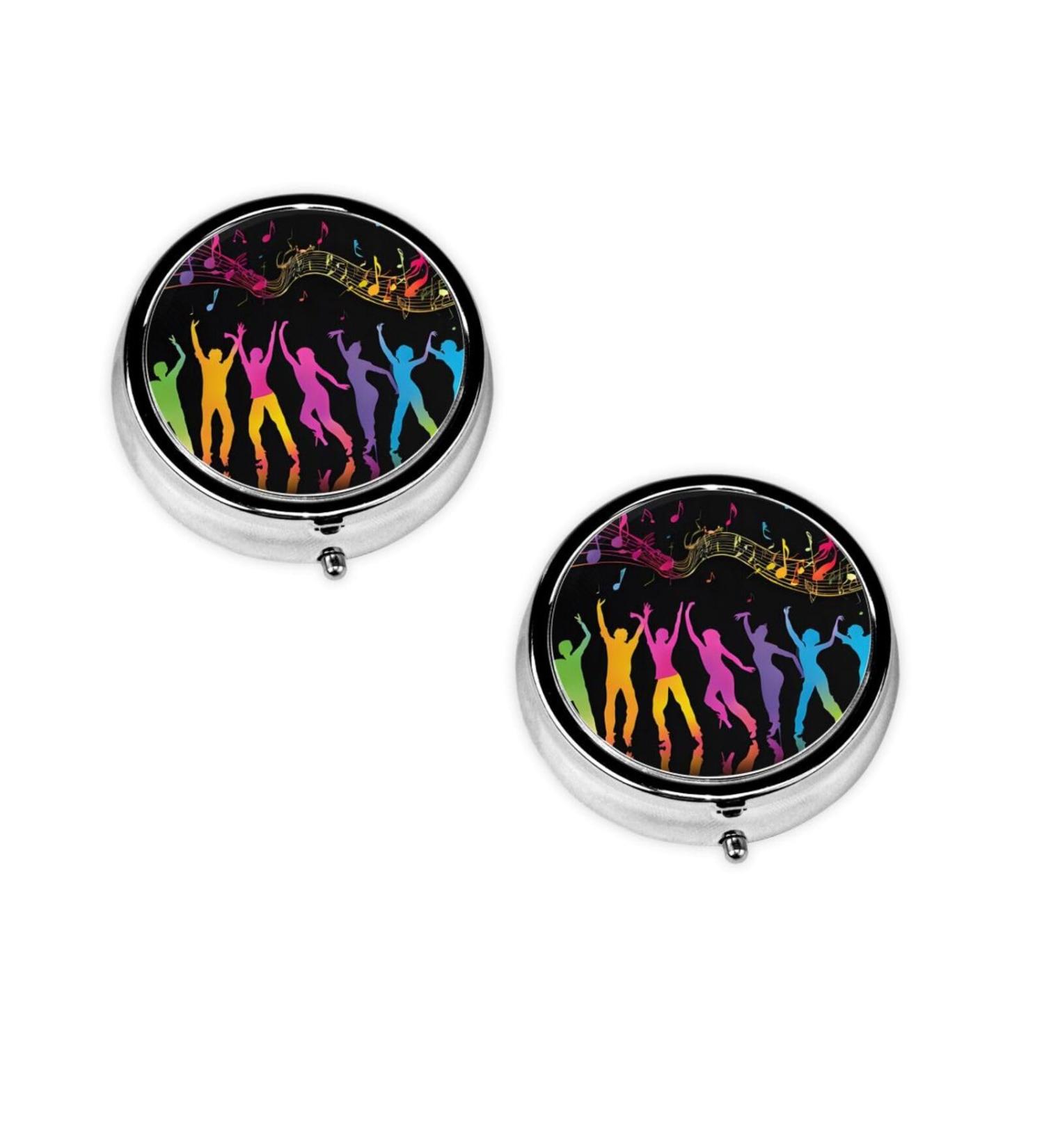 Buy Dance with Music Round Pill Box - 3 Compartment Portable Travel Organizer for Vitamins & Medications - Buy Online on GoSupps.com