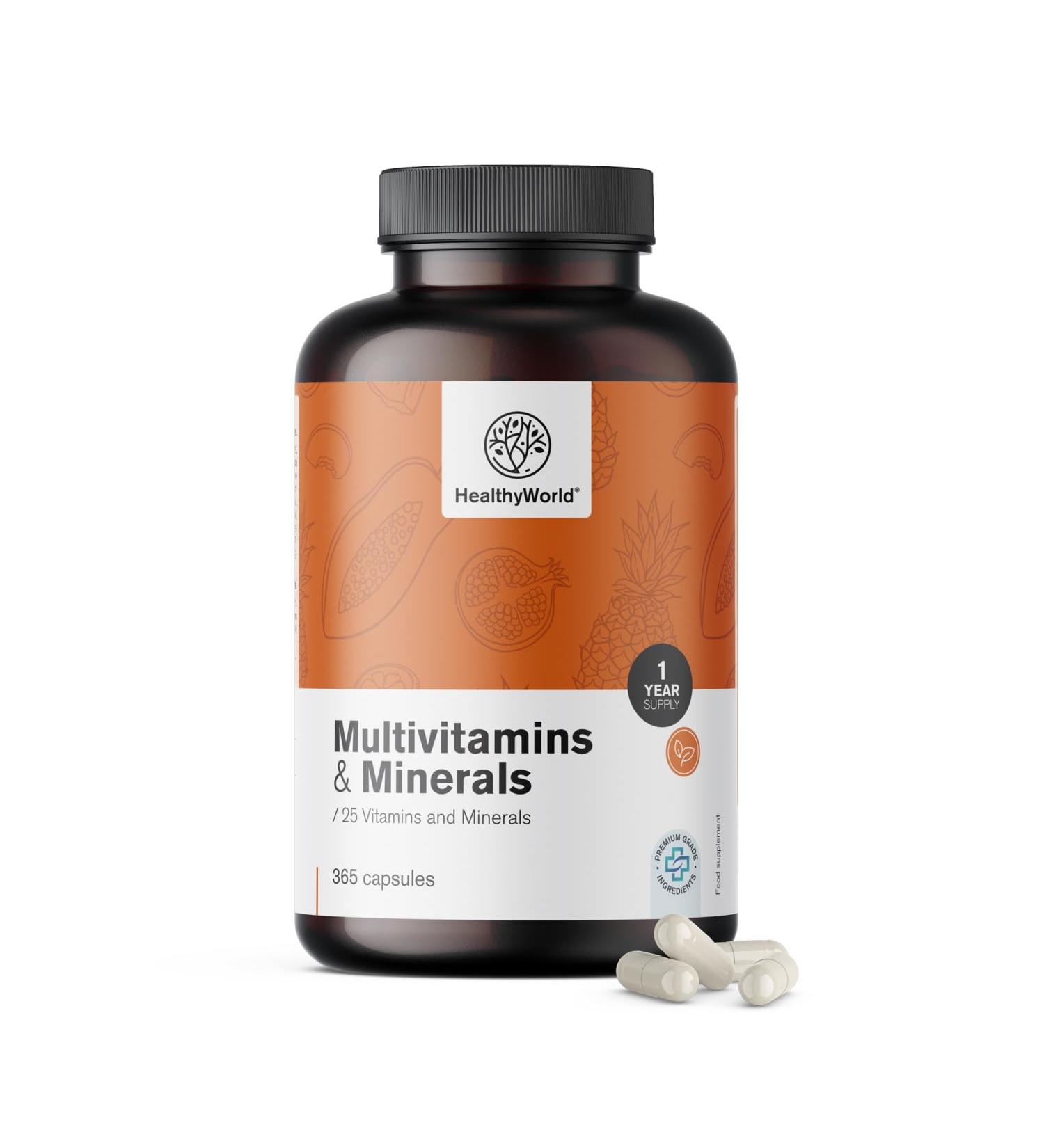 Be Healthy Group doo Multivitamins and Minerals 25 Vitamins and Minerals 365 Capsules 1 Year Supply Vegetable Capsules Immune System Energy Boost Valuable Vitamins from A to Z - Buy Online on GoSupps.com