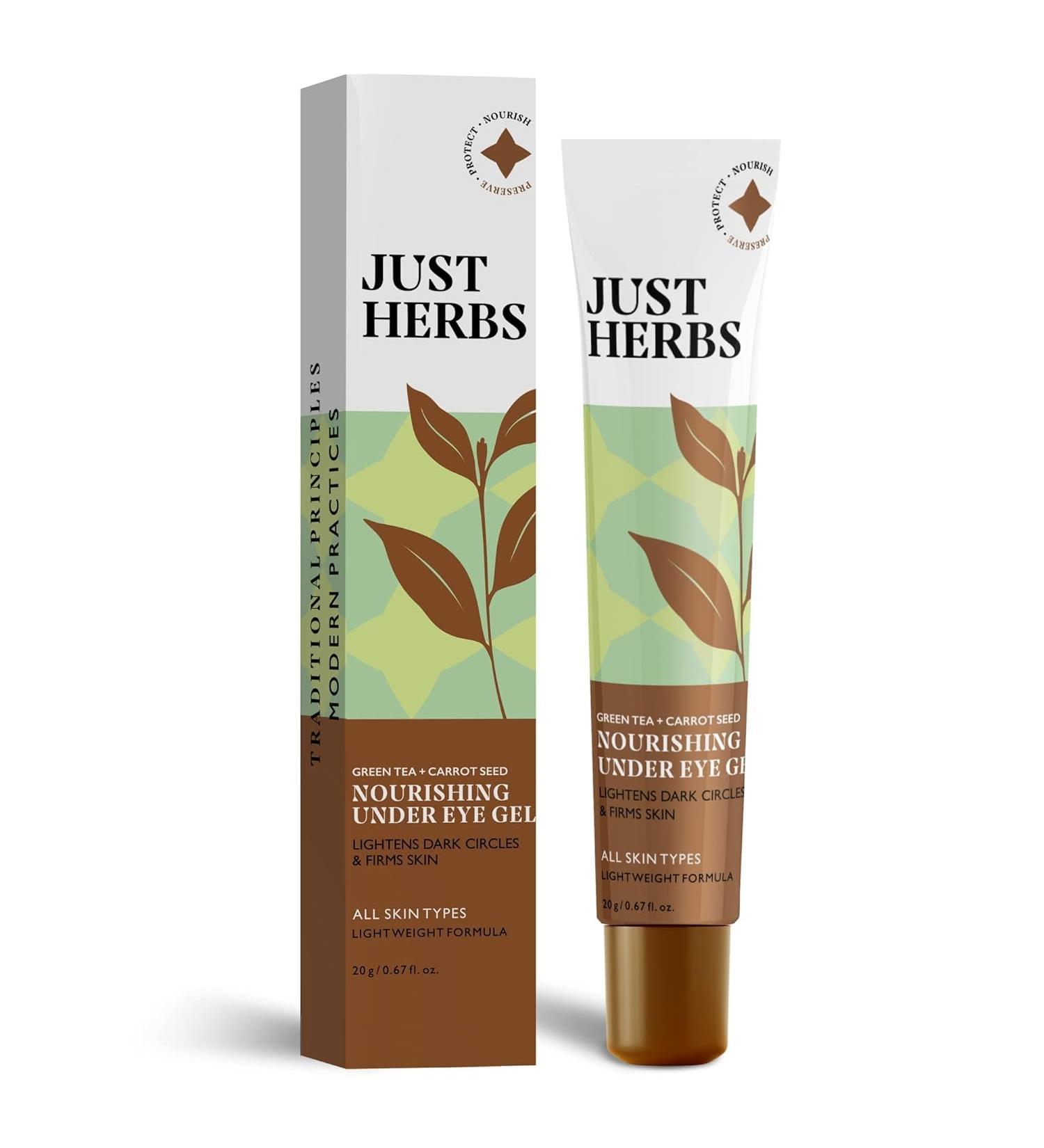 Green Velly Herbs Nourishing Under Eye Gel Creme for Dark Circles Eye Puffiness Fine Lines & Wrinkles with Green Tea & Carrot Seed -For Men & Women 20 gm - Buy Online on GoSupps.com