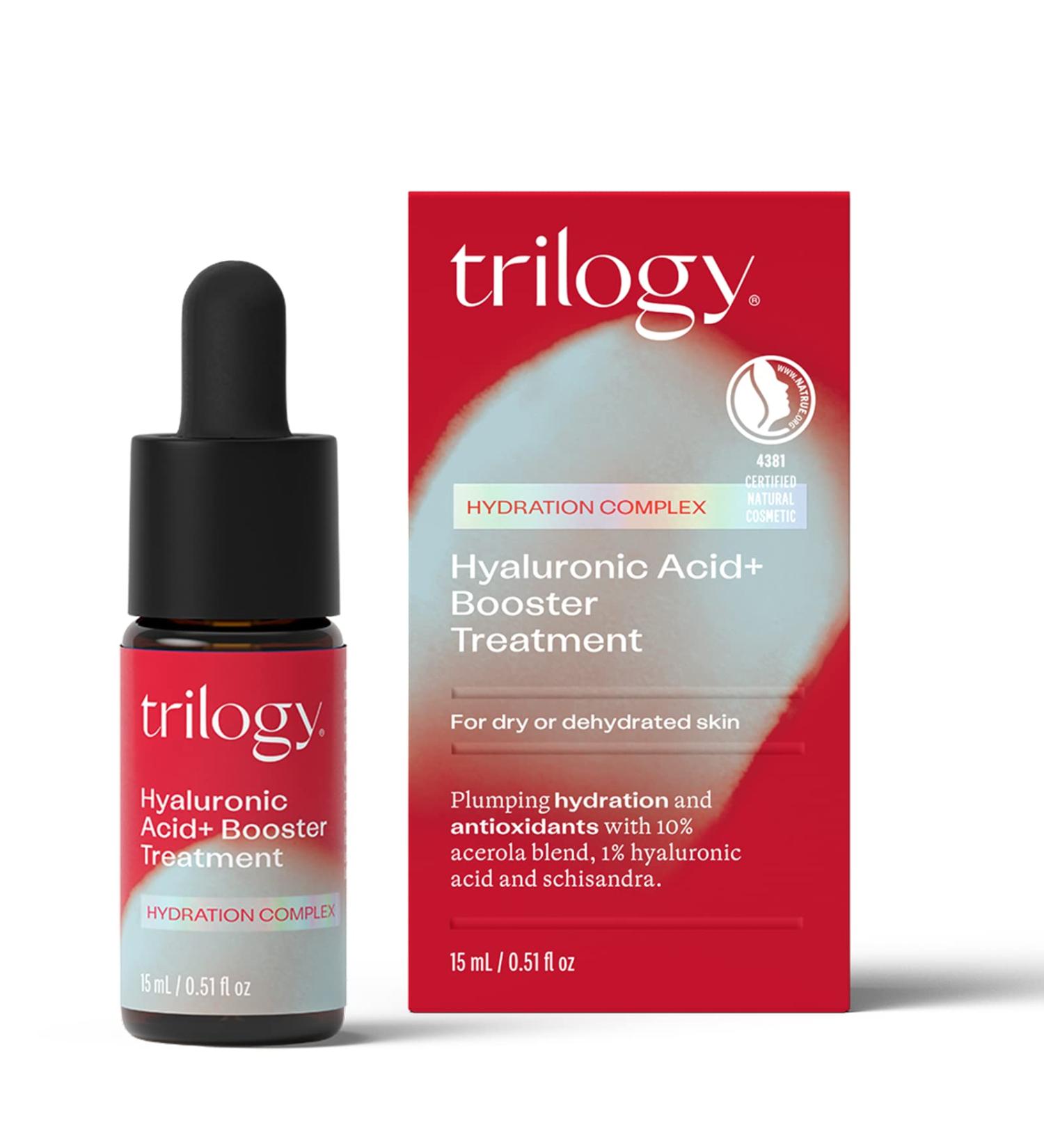 Trilogy Hyaluronic Acid+ Booster Treatment 15 mL - For Dry Skin - Plumping Hydration With Hyaluronic Acid - Made in New Zealand - Clean Natural Beauty - Buy Online on GoSupps.com