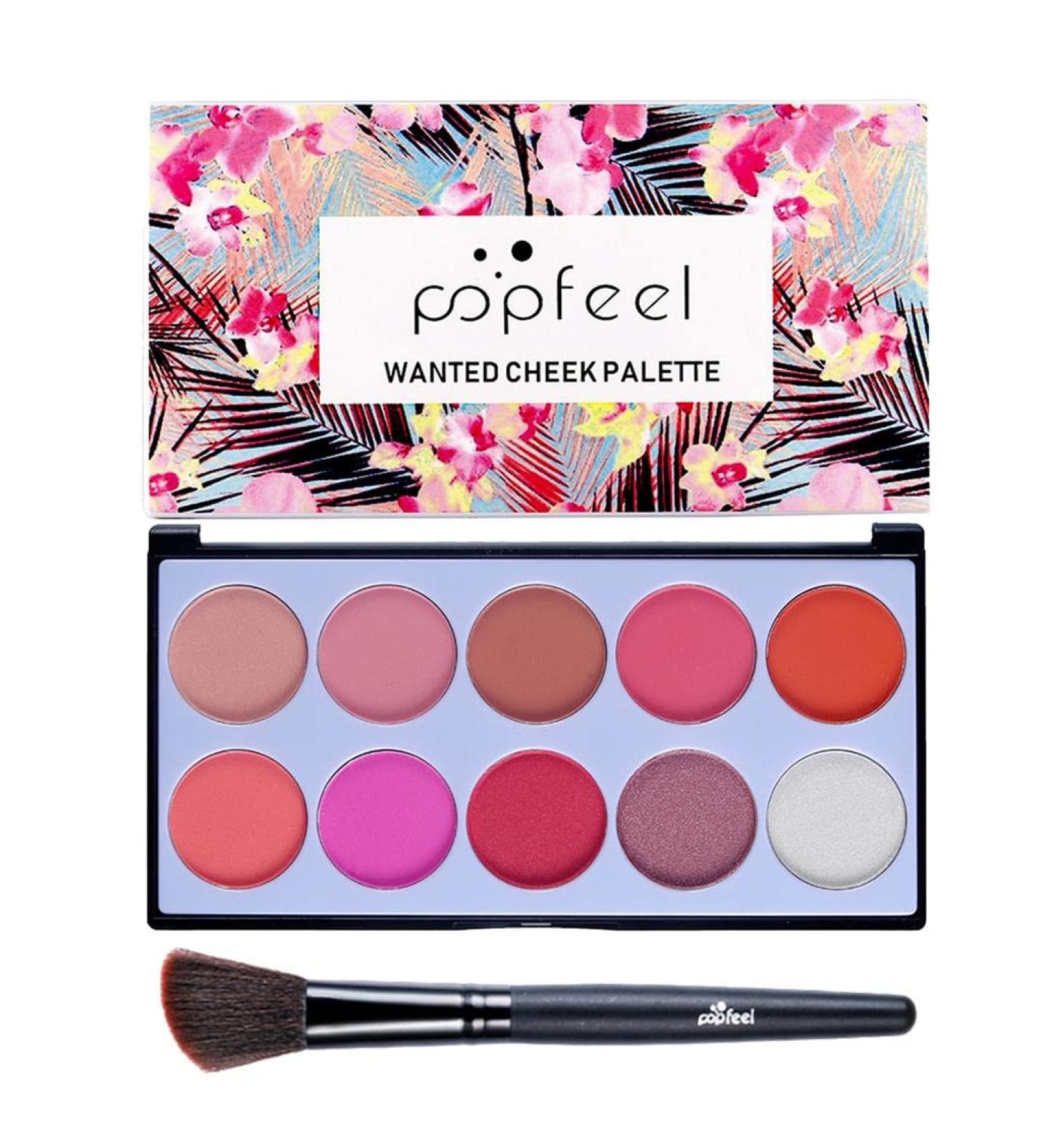 jojomis 10 Colors Women Makeup Blush Palette for Sculpting Shading Covering - With Brush - Buy Online on GoSupps.com