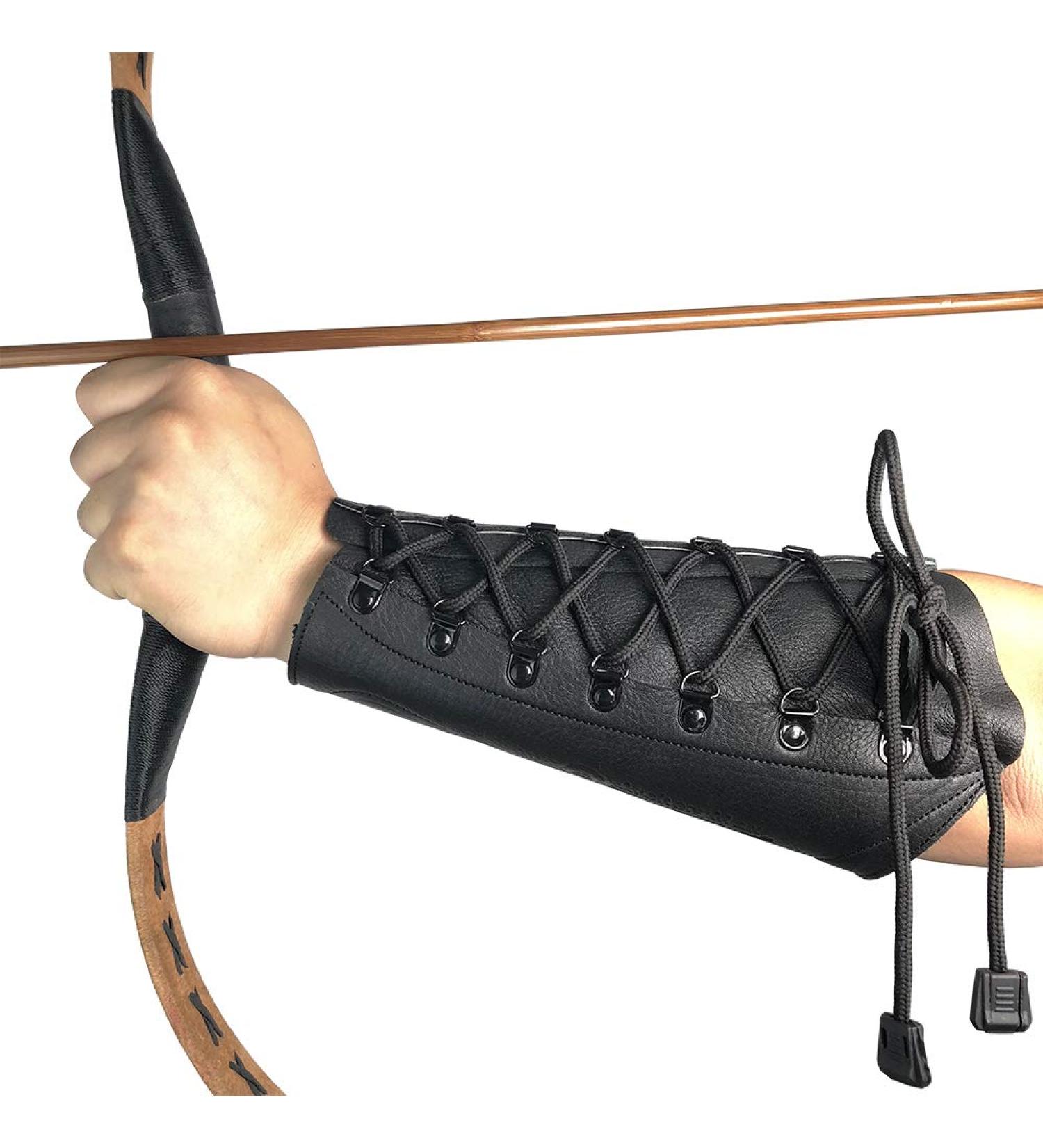Longbowmaker Leather Archery Arm Guard - 8.66 Black Forearm Protector for Optimal Shooting Performance - Buy Online on GoSupps.com