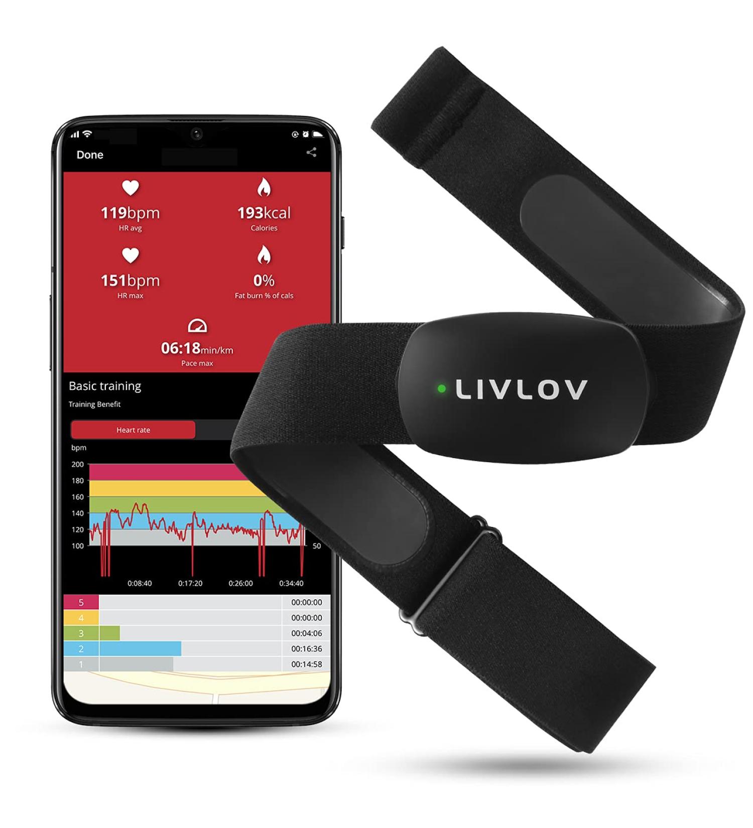 LIVLOV V6 Heart Rate Monitor Chest Strap - Bluetooth & ANT+ Sensor for Polar, Wahoo, Zwift - Waterproof HR Monitor for Fitness & Sports Watches - Buy Online on GoSupps.com
