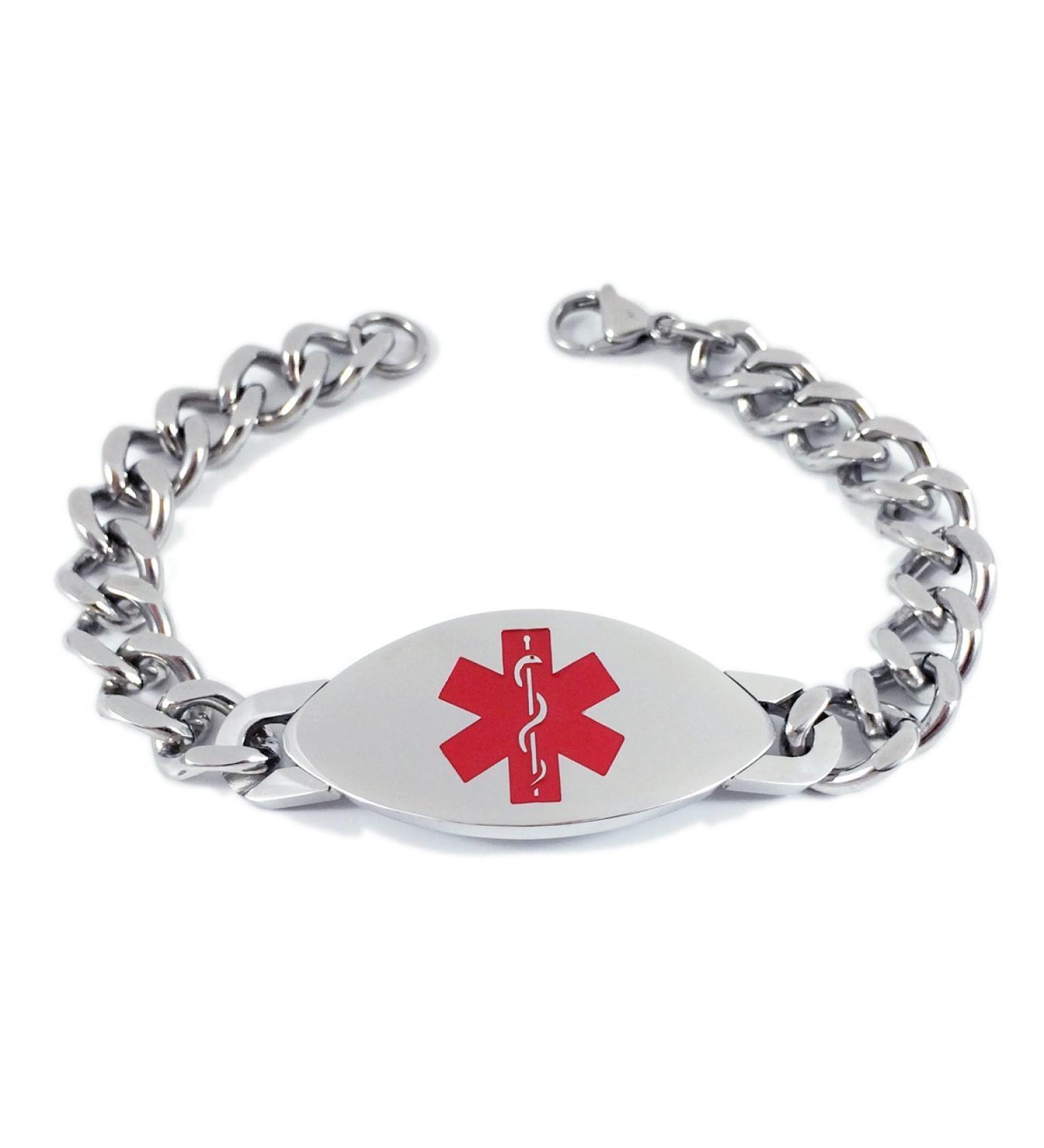 Xarelto Medical Alert ID Heavy Stainless Steel Men's Bracelet with 8" Chain