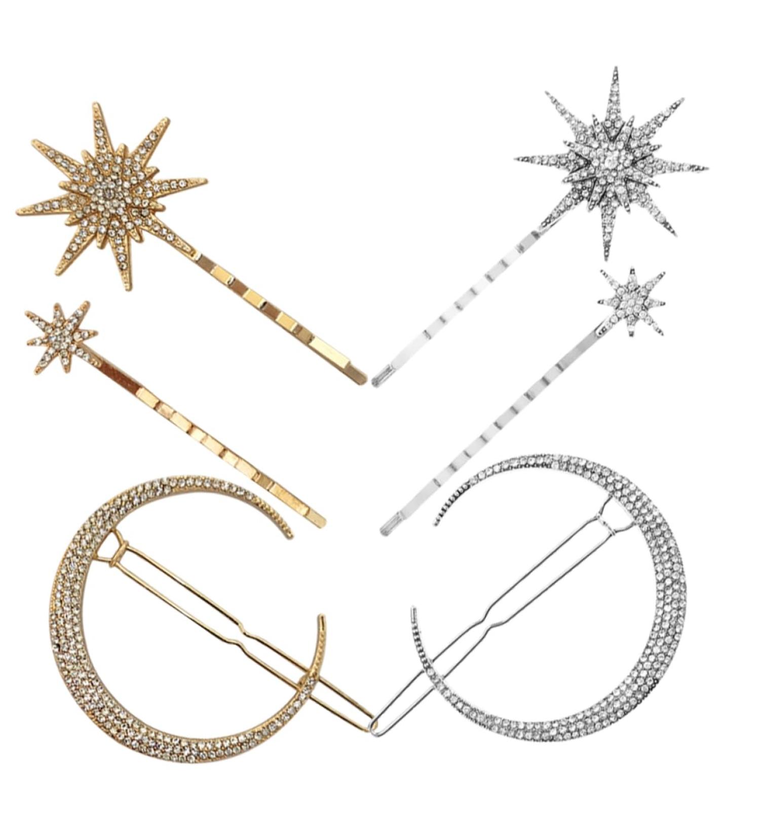 minkissy 2 Sets Silver Star Hair Clips Snowflake Star Hair Clip Star Hair Accessories Moon Hair Accessories Silver Star Hair Pins Hair Jewelry Moon Hair Clip Hairpin Vintage Alloy - Buy Online on GoSupps.com