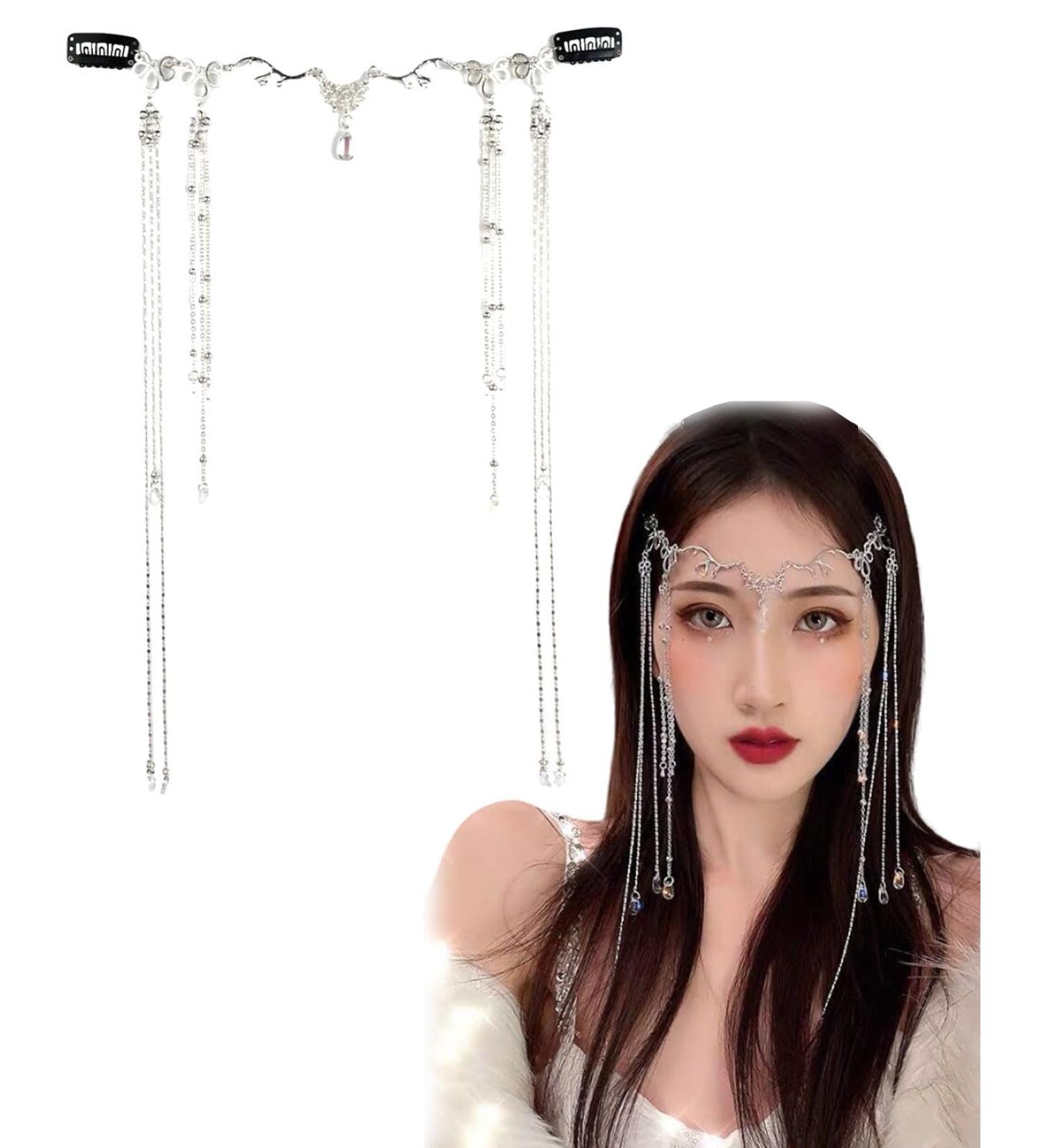 AORHOFJ Hair Band Women Water Drop Chain Headwear Fairy Hair Ornaments Chain Forehead Crystal Hair Band Long Clothes Tassel Headwear Headwear - Buy Online on GoSupps.com
