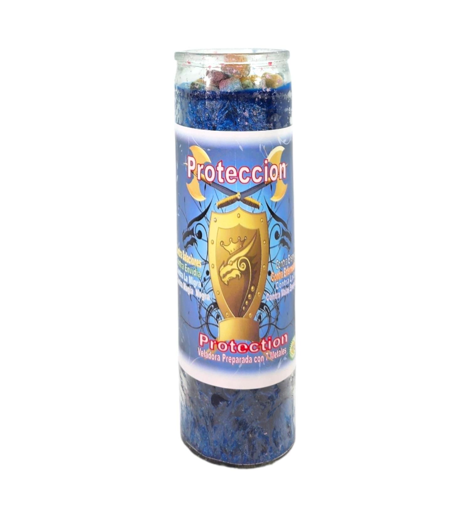 Buy Protection 7 METALE-Palm Wax Spiritual Intention Spell Candle - Blue | Vela CASA ESOTERICA PERFUMADA for International Shipping - Buy Online on GoSupps.com
