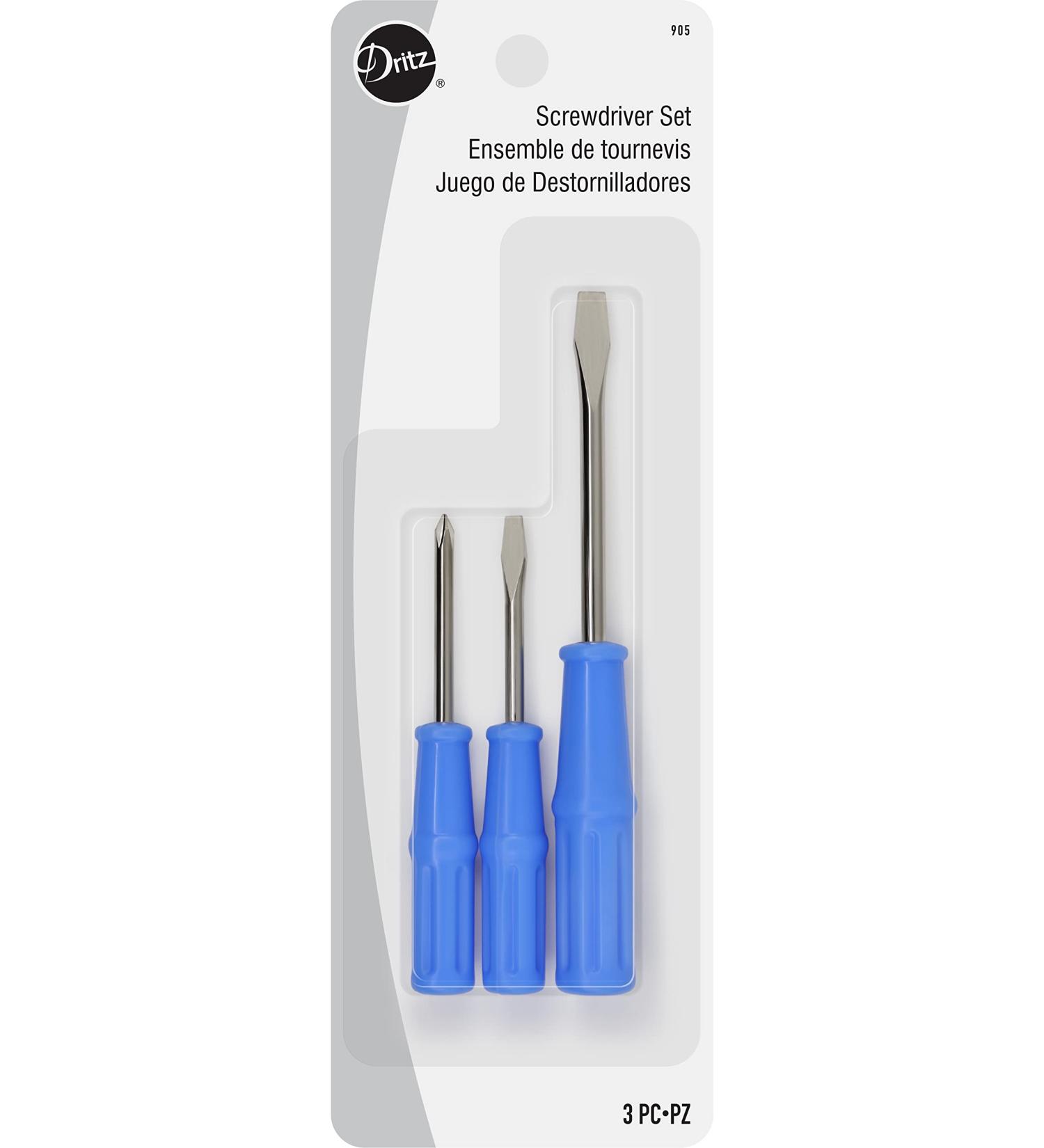 Dritz Screwdriver Set - 2 Flat, 1 Phillips Head, Assorted Sizes - Blue - Buy Online on GoSupps.com