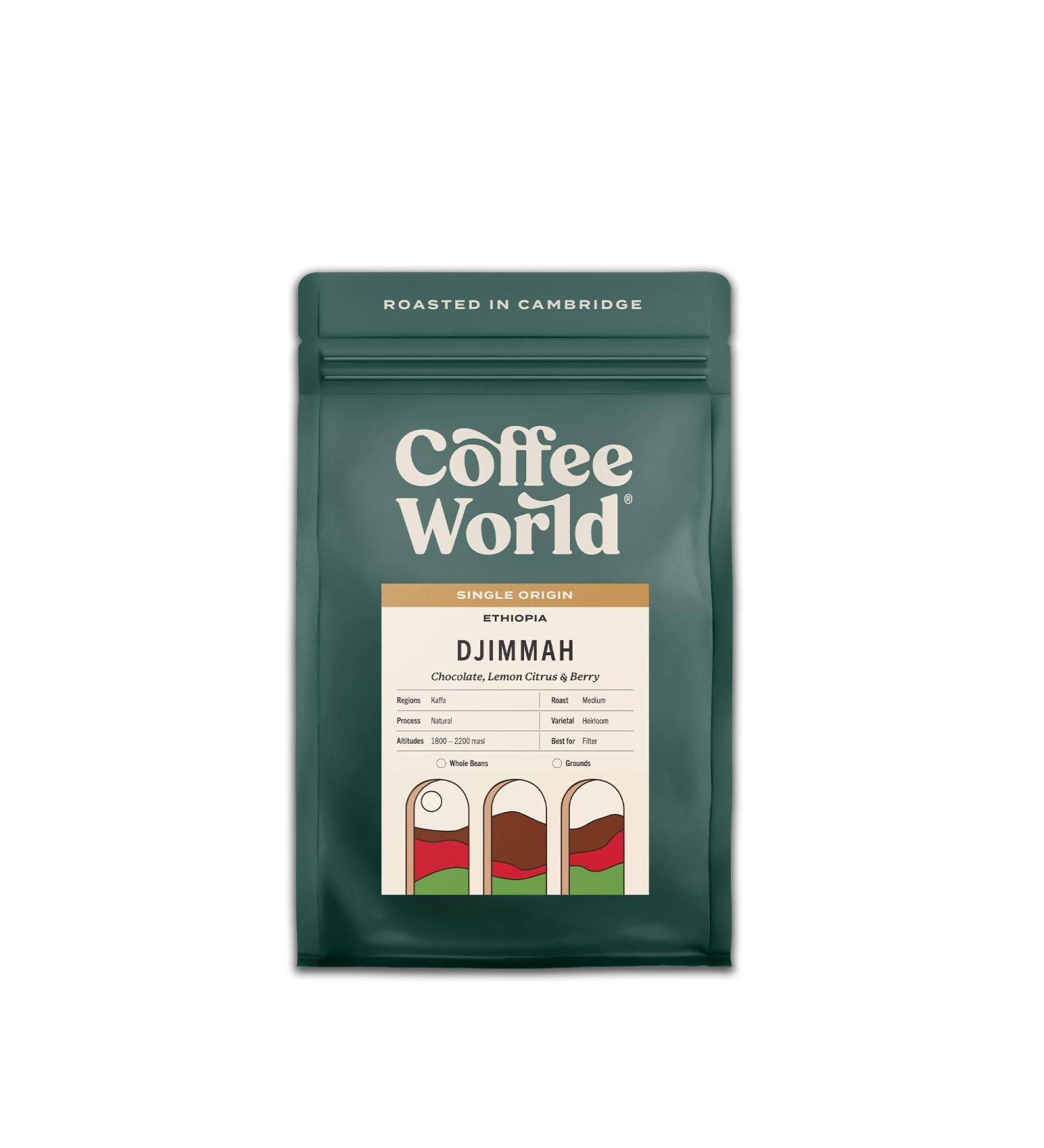 Coffee World | Ethiopia Djimmah Single Origin Arabica UK Roasted Coffee - Perfect Brewing for Caf s Businesses Shops & Home Users (Coffee Beans 250g) - Buy Online on GoSupps.com