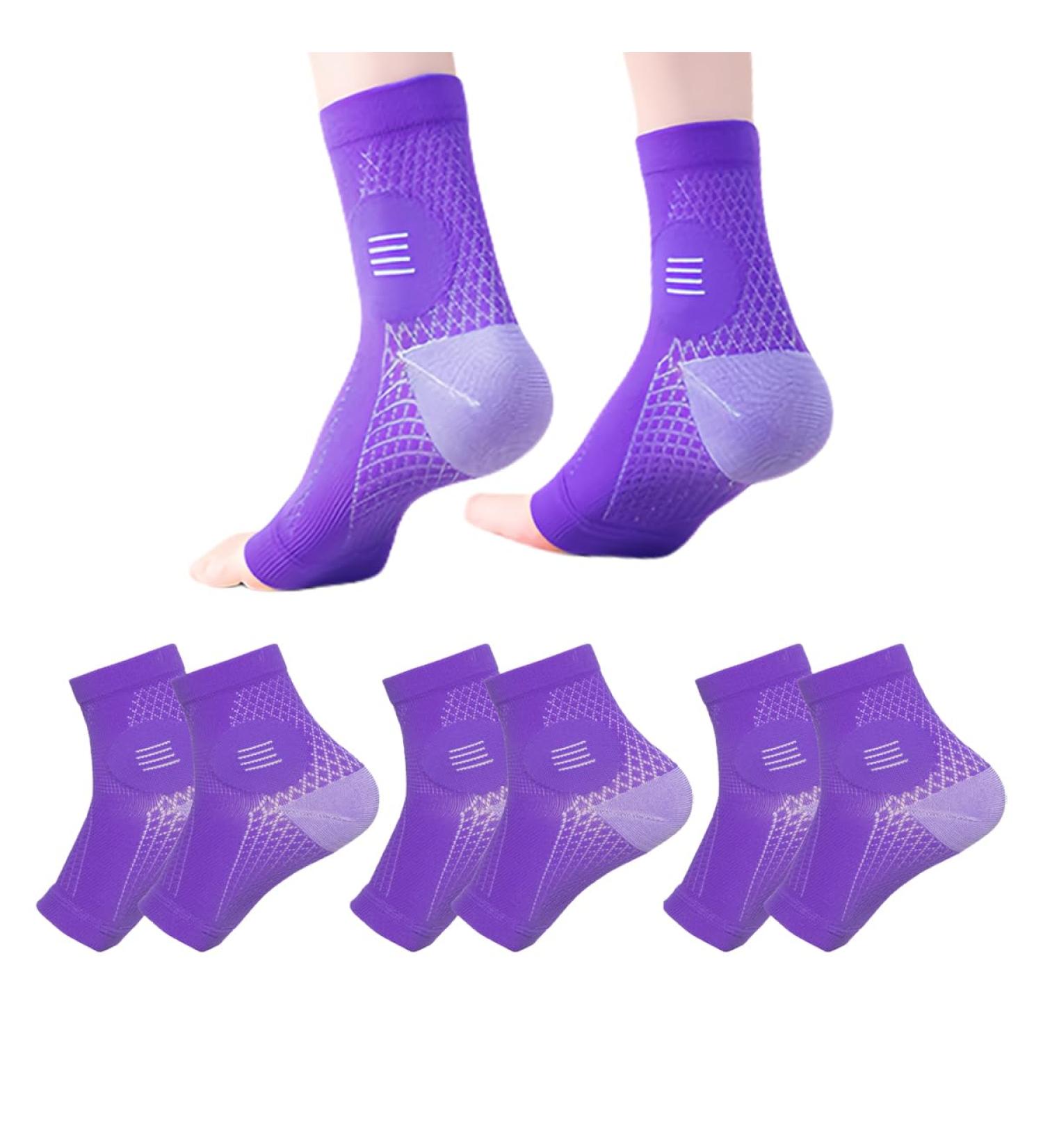 3 Pairs Neuropathy Compression Socks for Pain Relief | Functional Aid for Men & Women | Soothe Feet with Purple L - Buy Online on GoSupps.com