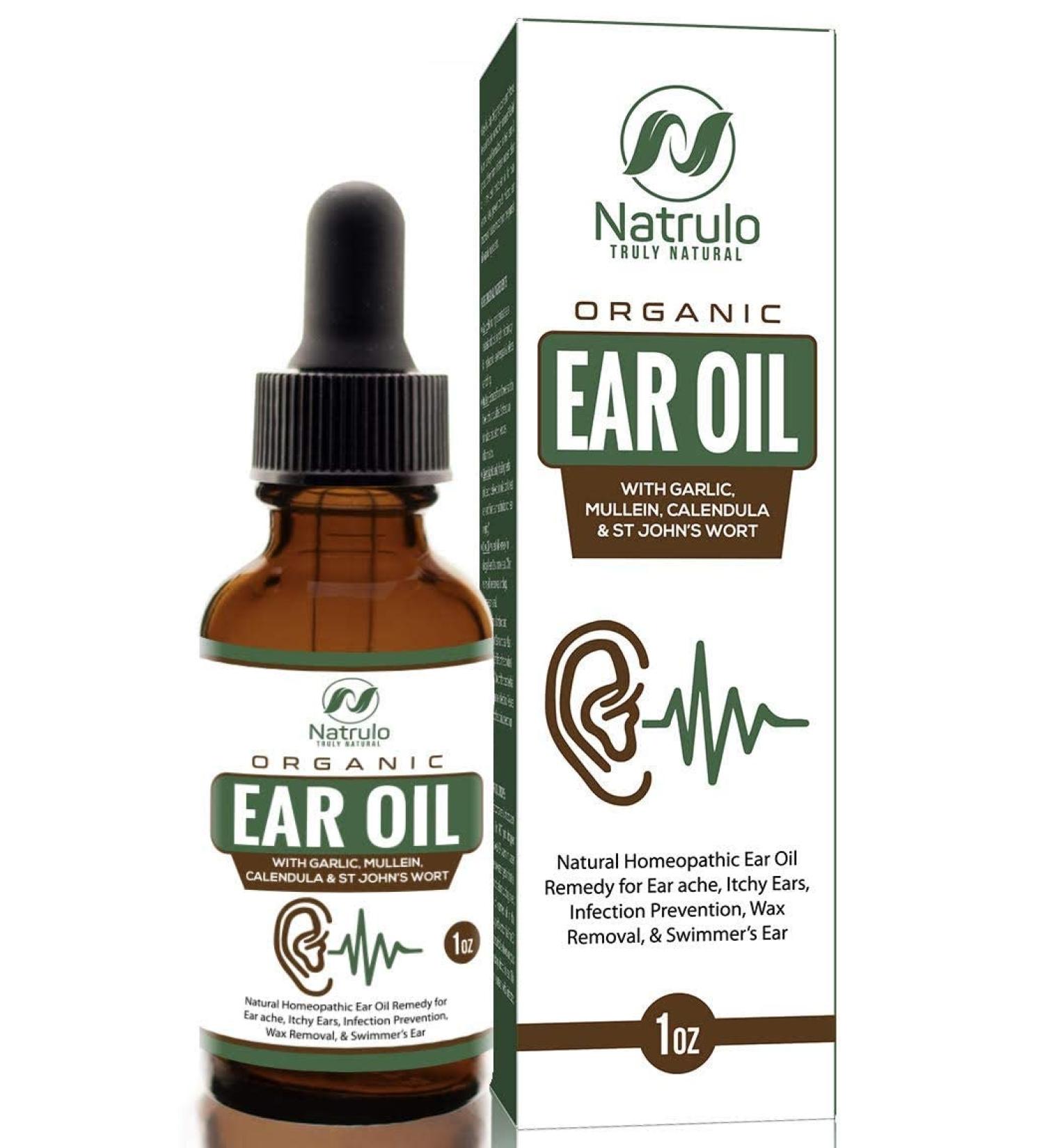 Organic Ear Oil for Ear Infections - Natural Eardrops for Prevention & Relief - Made in USA with Mullein, Garlic, Calendula - for Adults, Babies, Children, Pets - Buy Online on GoSupps.com