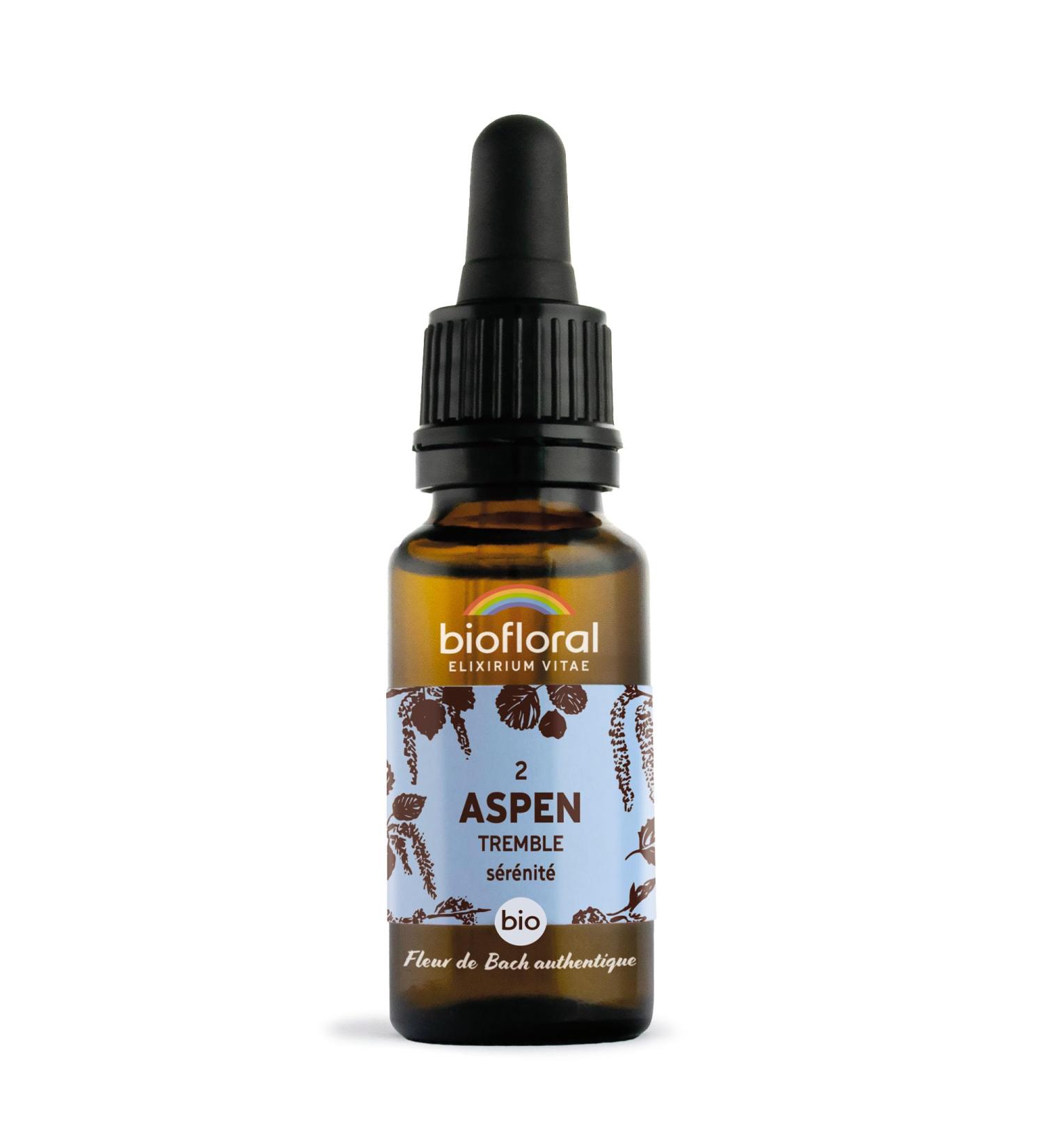 BIOFLORAL - 02 Aspen Tremble BIO DEMETER - Compte-gouttes 20 ML - S r nit - Fleur de Bach Authentique 20 ml (Lot de 1) - Buy Online on GoSupps.com