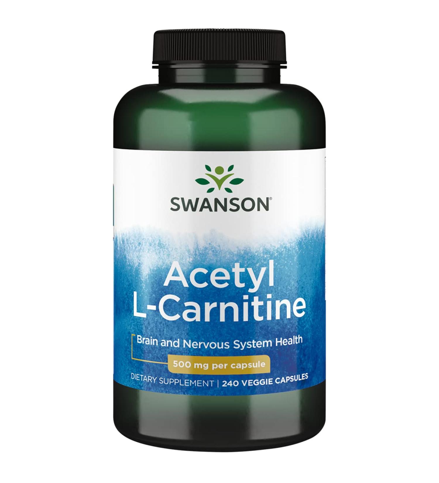 Swanson Acetyl-L-Carnitine 500mg - Cognitive & Nervous System Support - Muscle Health & Workout Enhancer - 240 Capsules - Buy Online on GoSupps.com