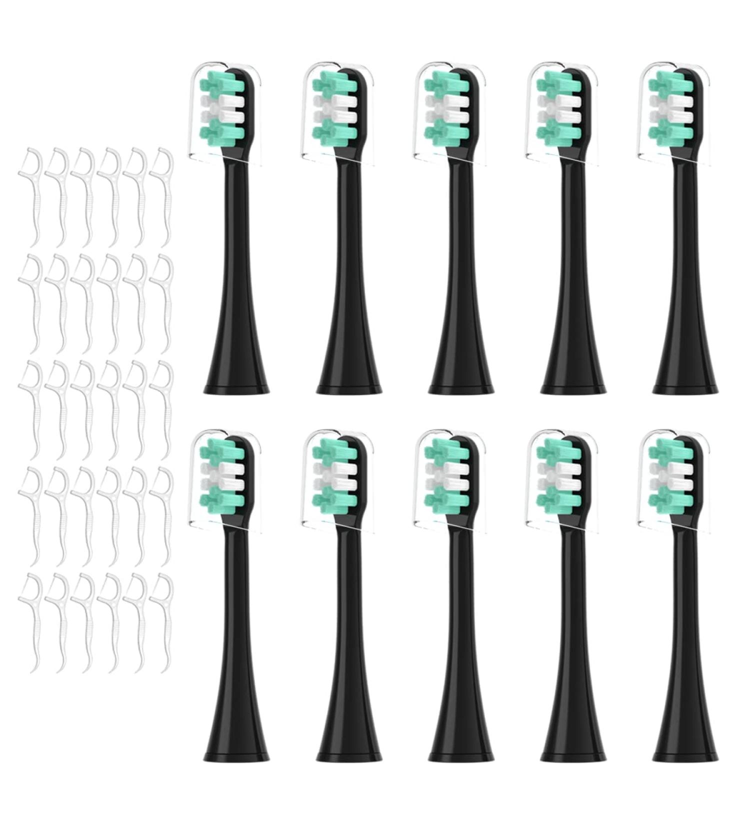 YMPBO 10pcs Replacement Toothbrush Heads & 30pcs Floss Picks for AquaSonic Black/Vibe/Duo Series Pro Toothbrush - Buy Online on GoSupps.com