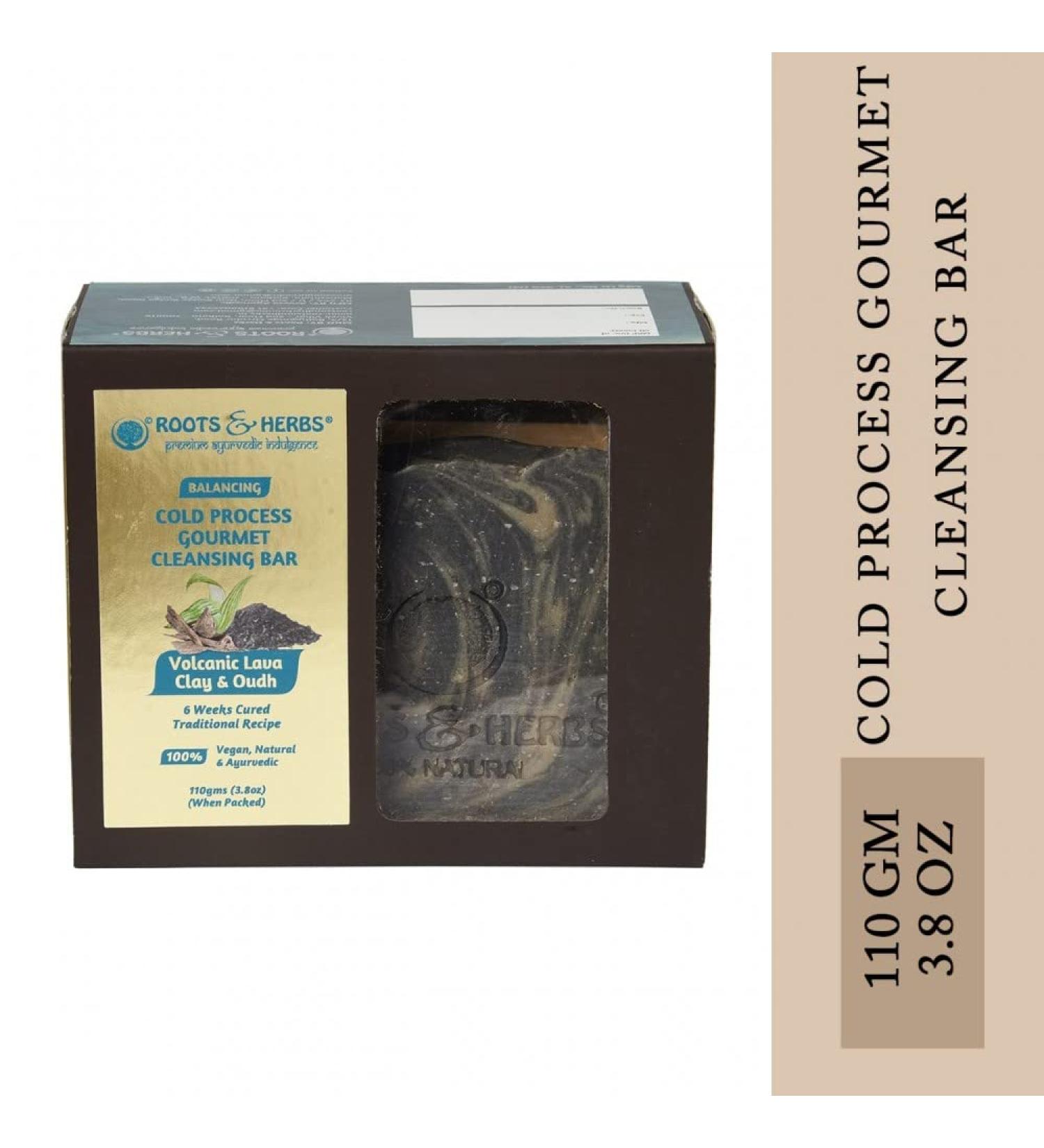 ROOTS AND HERBS Ayurvedic Bar Soap | 100% Vegan Paraben-Free SLS-Free | Volcanic Lava Clay & Oudh | Gourmet Cold Process Cleansing - Buy Online on GoSupps.com
