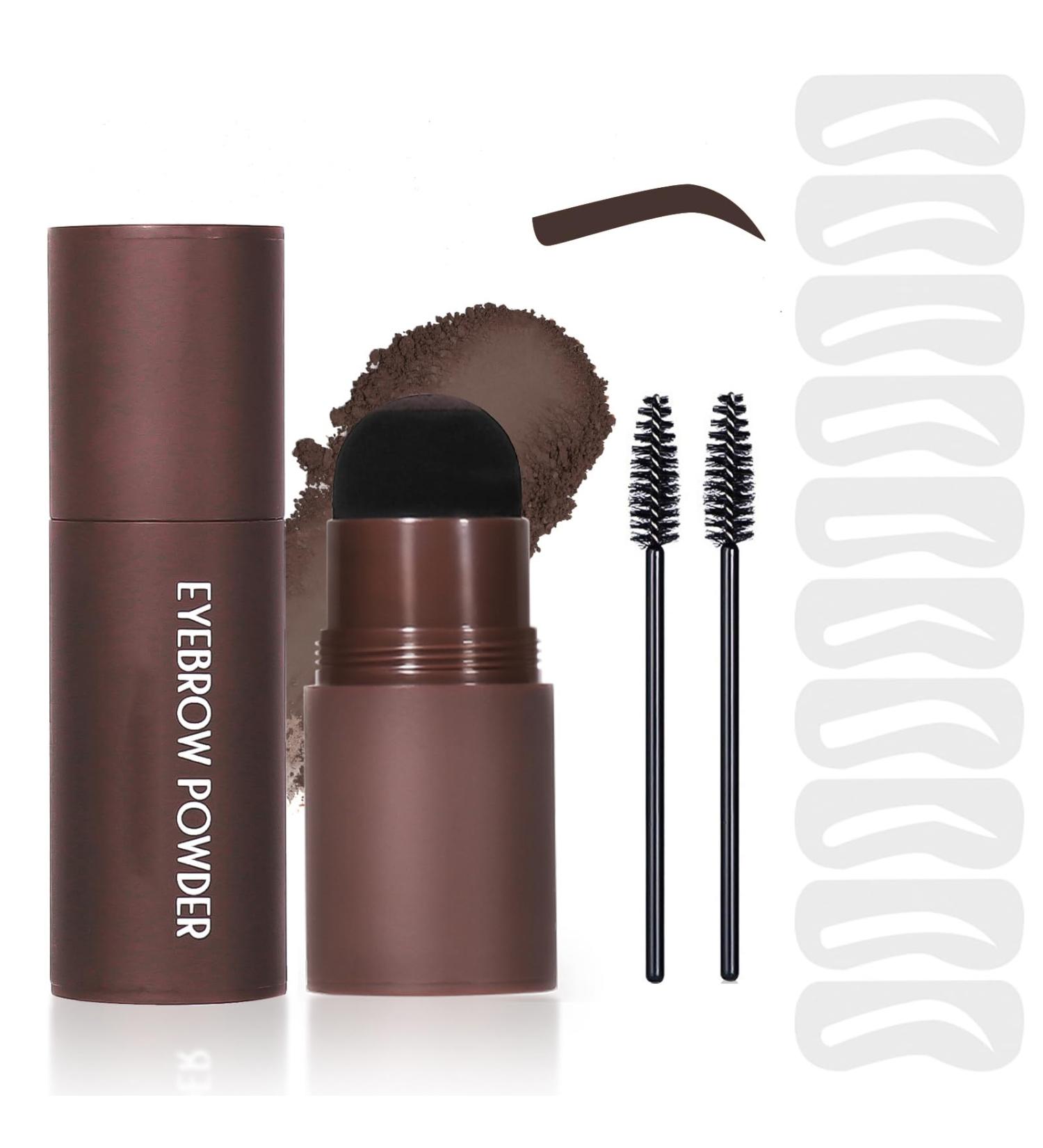 LXZJJM Eye-Brow Stamp Stencil Kit Eyebrow Stamp Stencil Kit Hairline Powder With 10Pcs Reusable Thin & Thick Eyebrow Stencils for Perfect Brows 1.8g(0.06 OZ.) (03 DARK BROWN) - Buy Online on GoSupps.com