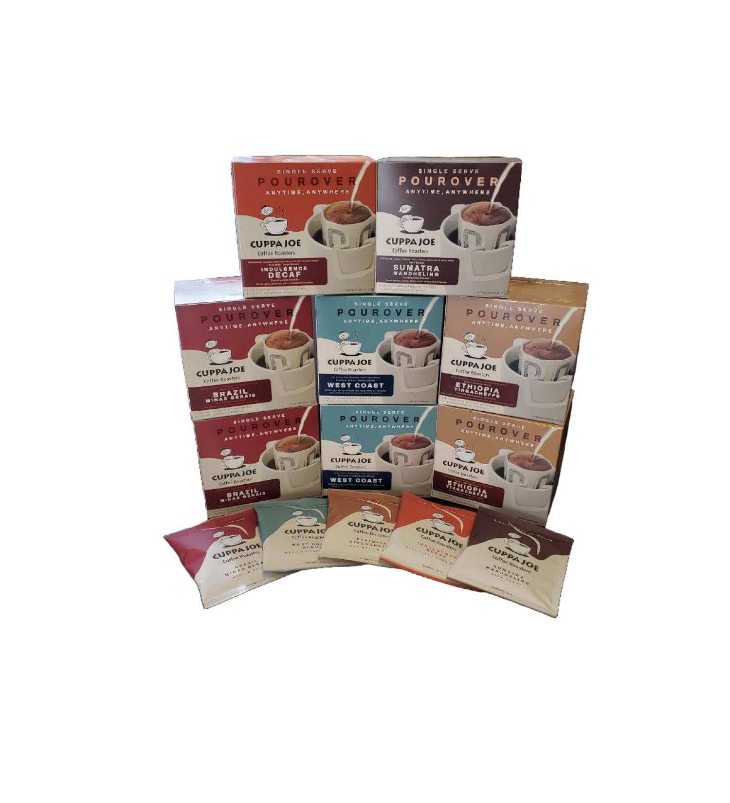 CuppaJoe Coffee Roasters Single Serve Pour Over Master Barista Bundle Ground Coffee Filter Packs 1.152 Kg 64 x 18g - Buy Online on GoSupps.com