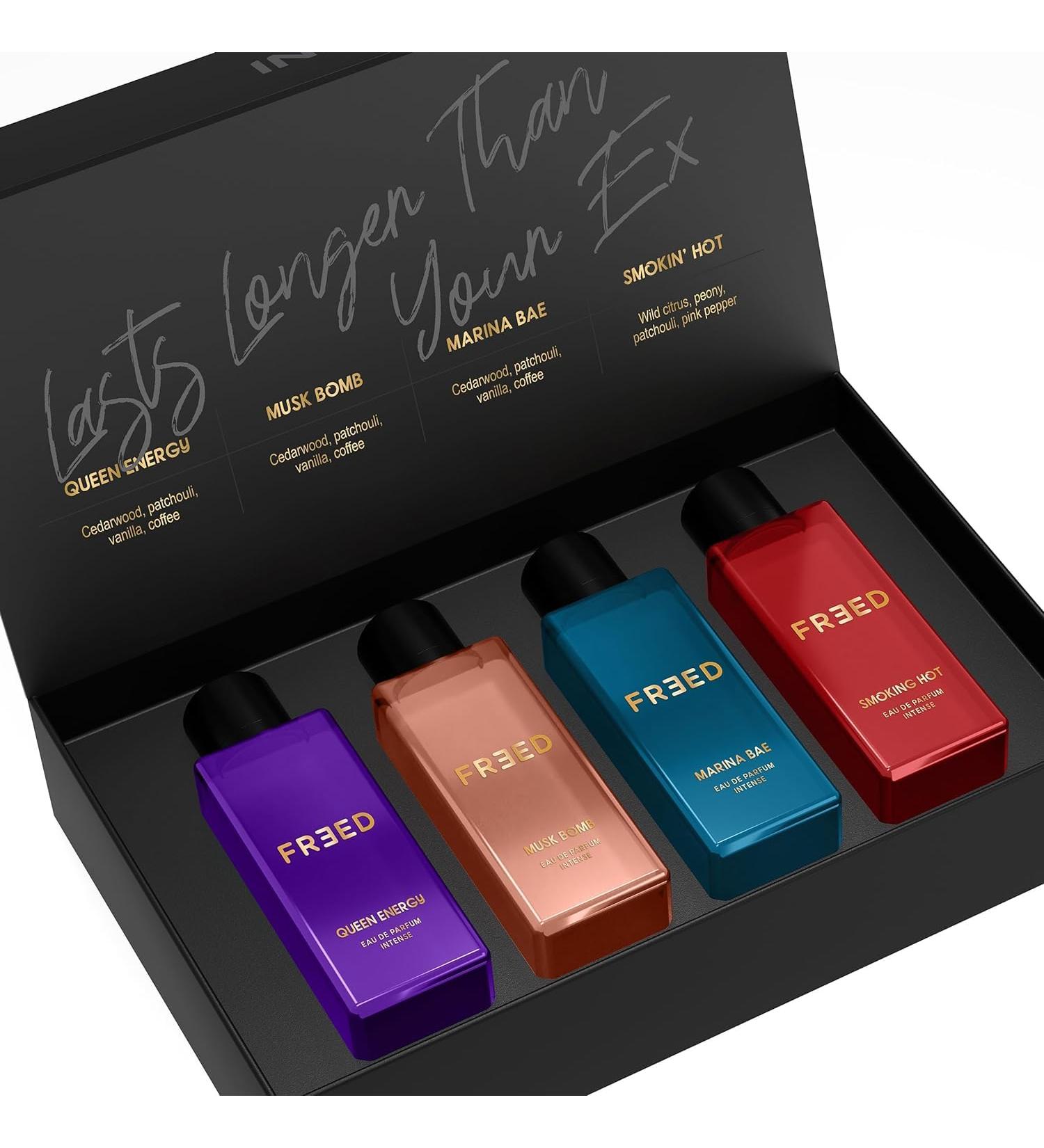 Fre'ed Extra AF Perfume Box | Queen Energy Smokin' Hot Musk Bomb & Marina Bae EDP | Date Night Perfume For Her | Intense & Long Lasting Spicy Oriental Eau De Parfum | Best Gift for Women (4 x 20ml) - Buy Online on GoSupps.com