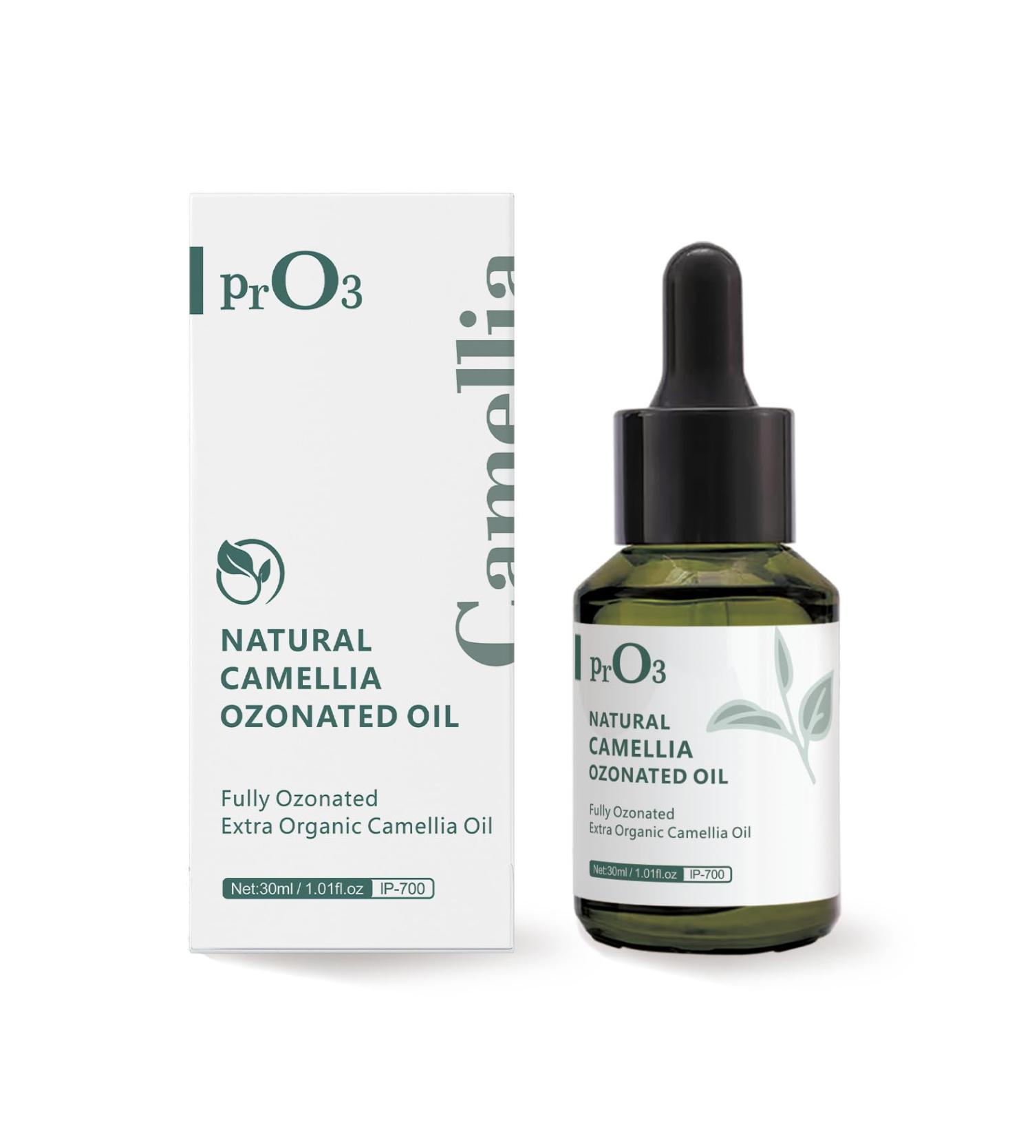 PrO3 Fully Ozonated Camellia Oil-100% Pure Ozone Oil-1 OZ-Glass Dropper Bottle-Organic Natural for Skin Care Essence Oil- Rich in Reactive Oxygen.