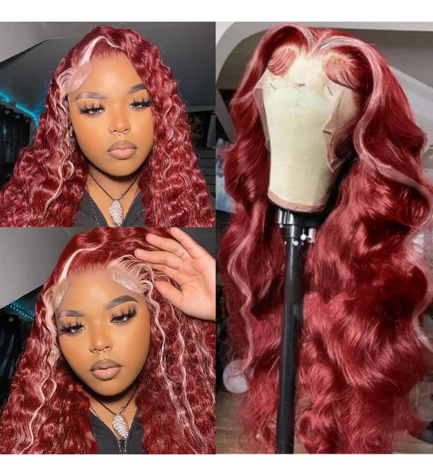 Swetcurly 26 Inch Long Wavy Synthetic Wig for Women - Natural Heat Resistant Fiber - Daily & Party Wear - Middle Part Curly Wavy - Mixed Red - Buy Online on GoSupps.com