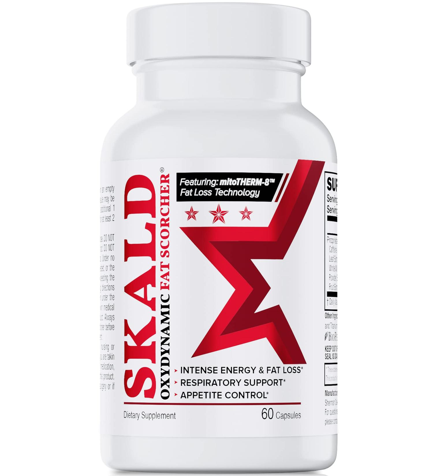 SKALD Thermogenic Fat Burner - Weight Loss Pills with Appetite Suppressant, Energy Booster & Respiratory Support - 60 Caps - Buy Online on GoSupps.com