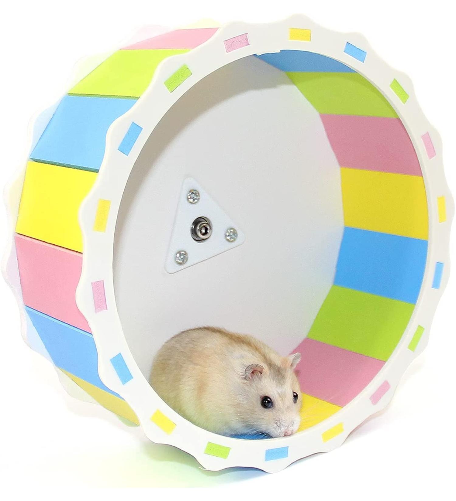 Silent Hamster Wheel Toy Wood-imitated Hamster Running Wheel Exercise Wheel Non Slip Spinner Hamster Cage Accessories for Syrian Hamster Gerbils S Size 5.5 Inches Polyester Plastic - Buy Online on GoSupps.com