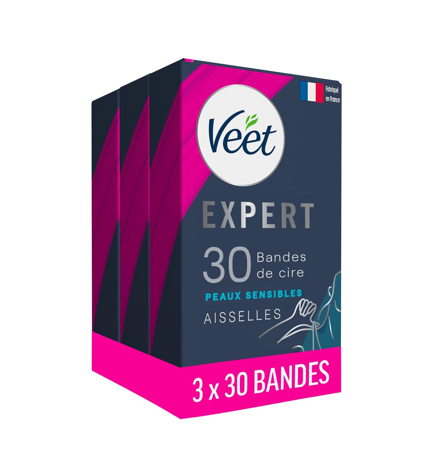 Veet EXPERT - 90 Cold Wax Strips Underarms - Sensitive Skin - Perfect Finish - Long-Lasting Hair Removal - Pack of 3x30 - Buy Online on GoSupps.com