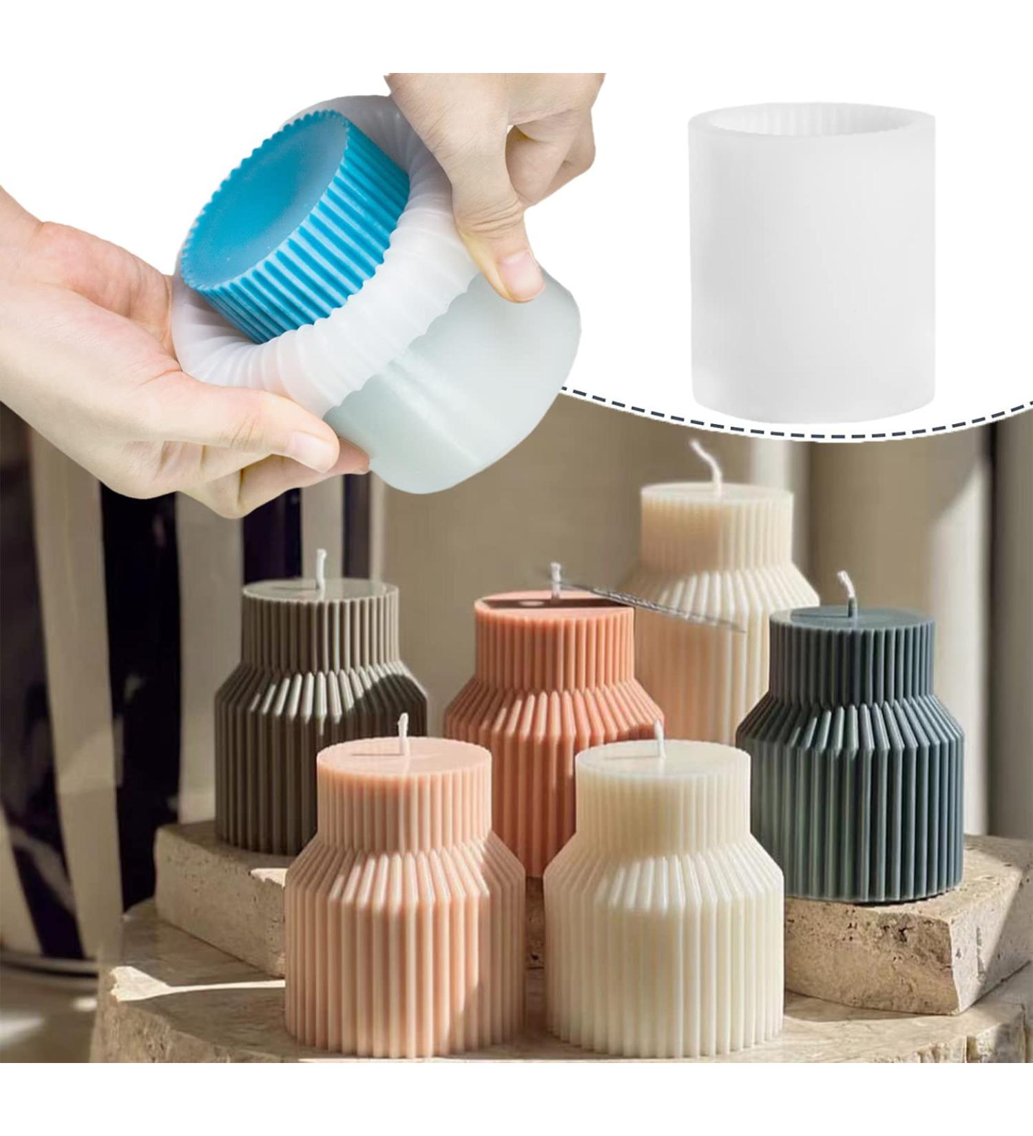 TOPYS Striped Pillar Candle Mold - Geometric Abstract Decorative Silicone Mold for Aromatherapy Candle and Soap Making - Buy Online on GoSupps.com