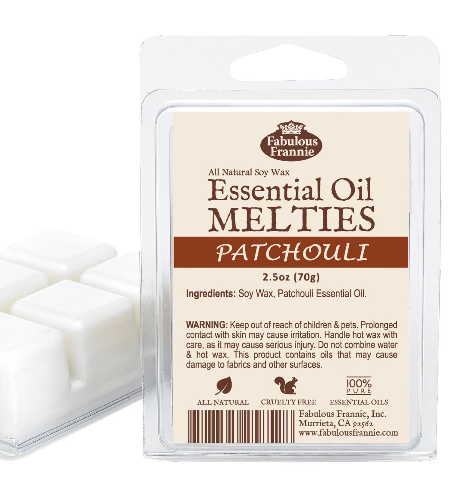 Fabulous Frannie Patchouli Pure & Natural Soy Candle Meltie/Tart/Melts Made with Pure Essential Oils 2.5oz