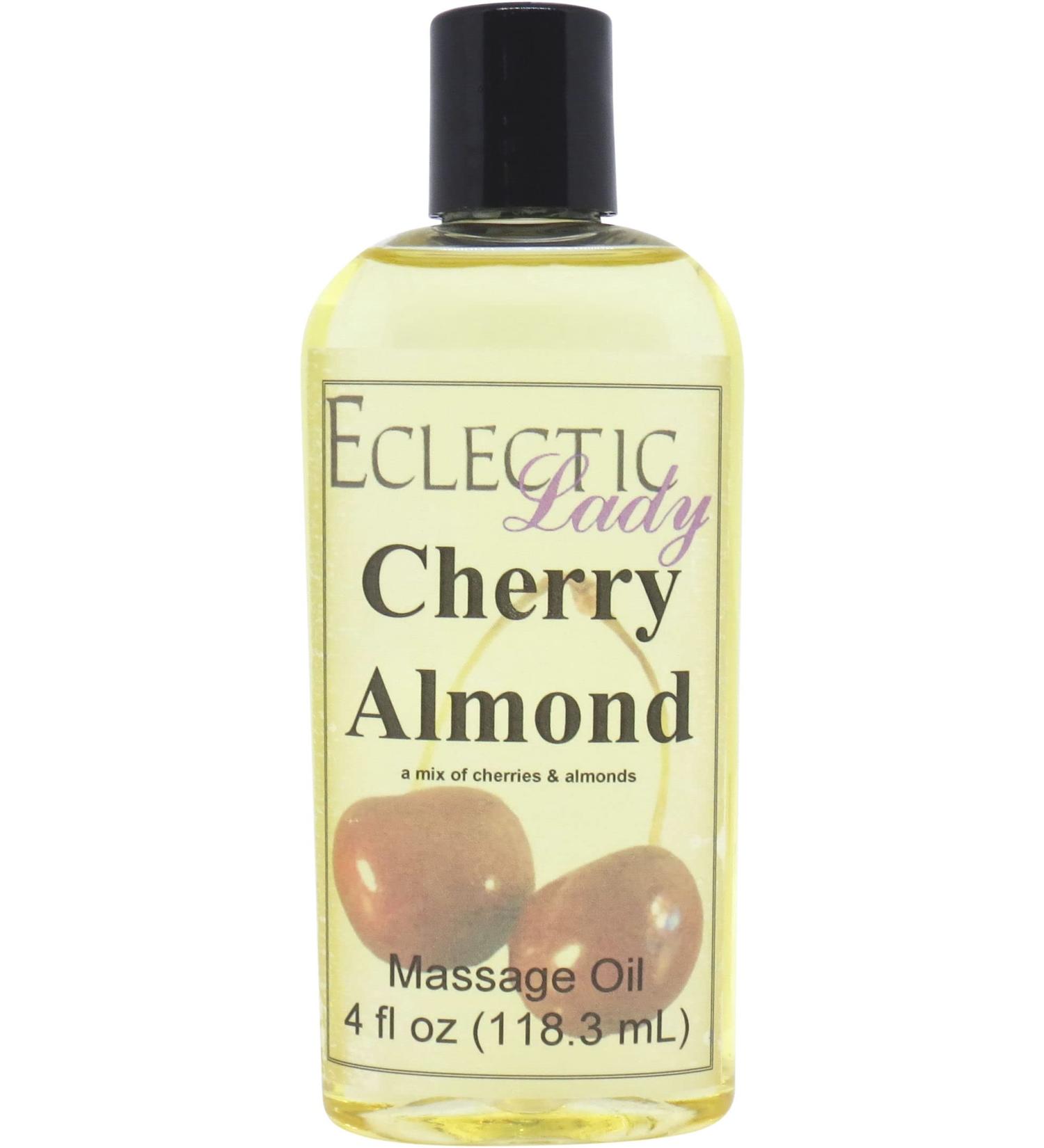 Cherry Almond Massage Oil 4 oz - Sweet Almond & Jojoba Oil Preservative Free Ideal for Aromatherapy & Relaxation - International Shipping Available - Buy Online on GoSupps.com