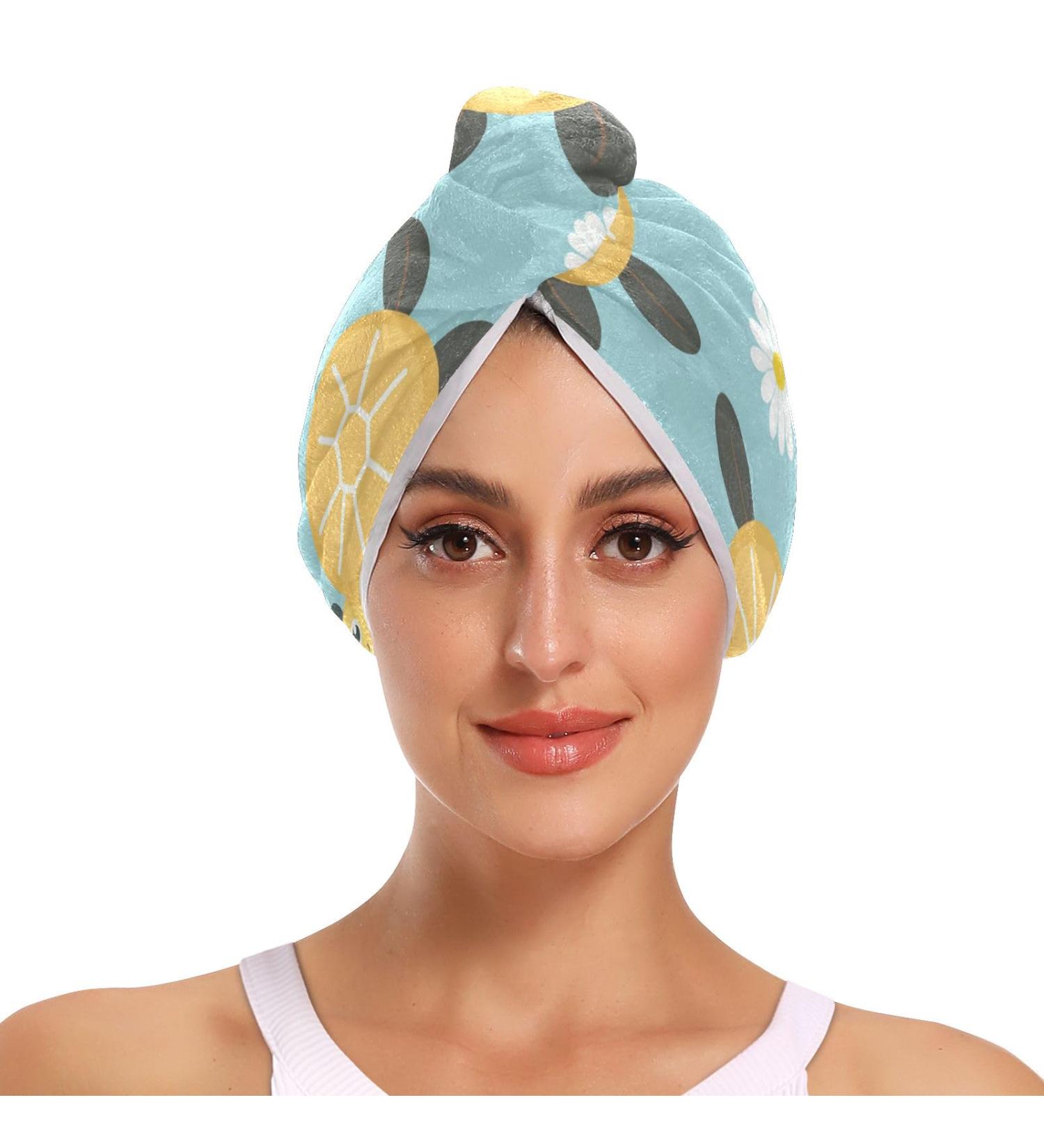Turtle Daisy Hair Towel 2 Pack - Super Absorbent Quick Dry Hair Turbans for Women & Girls - Perfect Hair Drying Solution - Buy Online on GoSupps.com