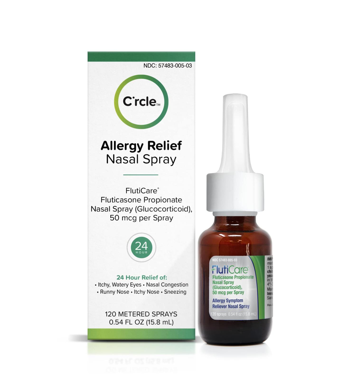 FlutiCare 120 Metered Nasal Sprays - Fluticasone Propionate 50mcg - Allergy Relief from Pollen, Dust, Dander - 1 Month Supply - 0.53 Fl Oz - Buy Online on GoSupps.com