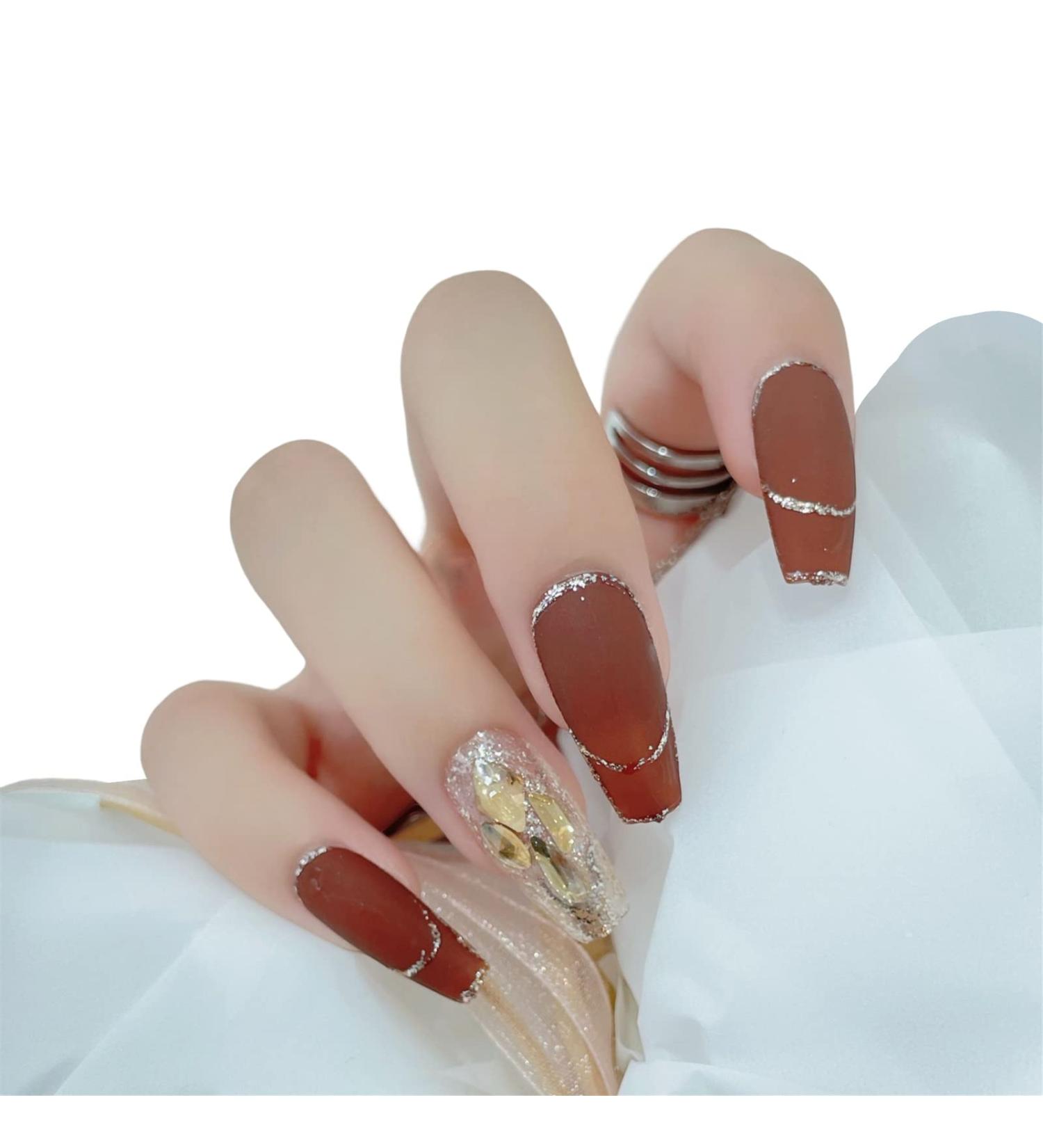 Bling Press on Nails Luxury Reusable Finish Fake Nails Handmade Nail Art with Design by Licensed Manicurist (XL A) (A XL) A X-Large - Buy Online on GoSupps.com