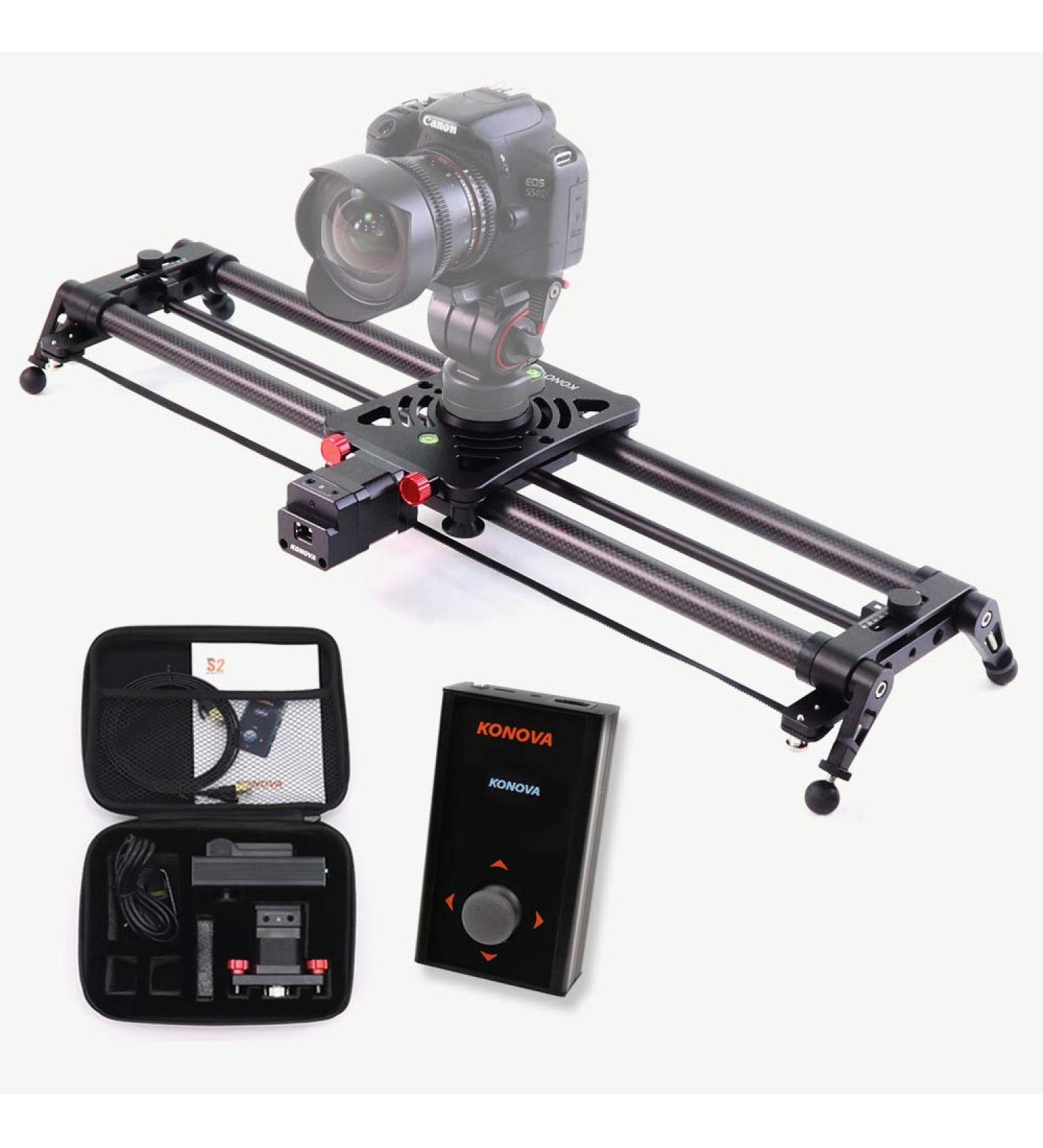 KONOVA Motorized Slider P1 Series Carbon Dolly with S2 for Parallax Panorama Shot Live Motion - 60cm (23.6 inch) - Supports Camera, Mobile Phone, DSLR, Mirrorless - Includes Bag - Buy Online on GoSupps.com